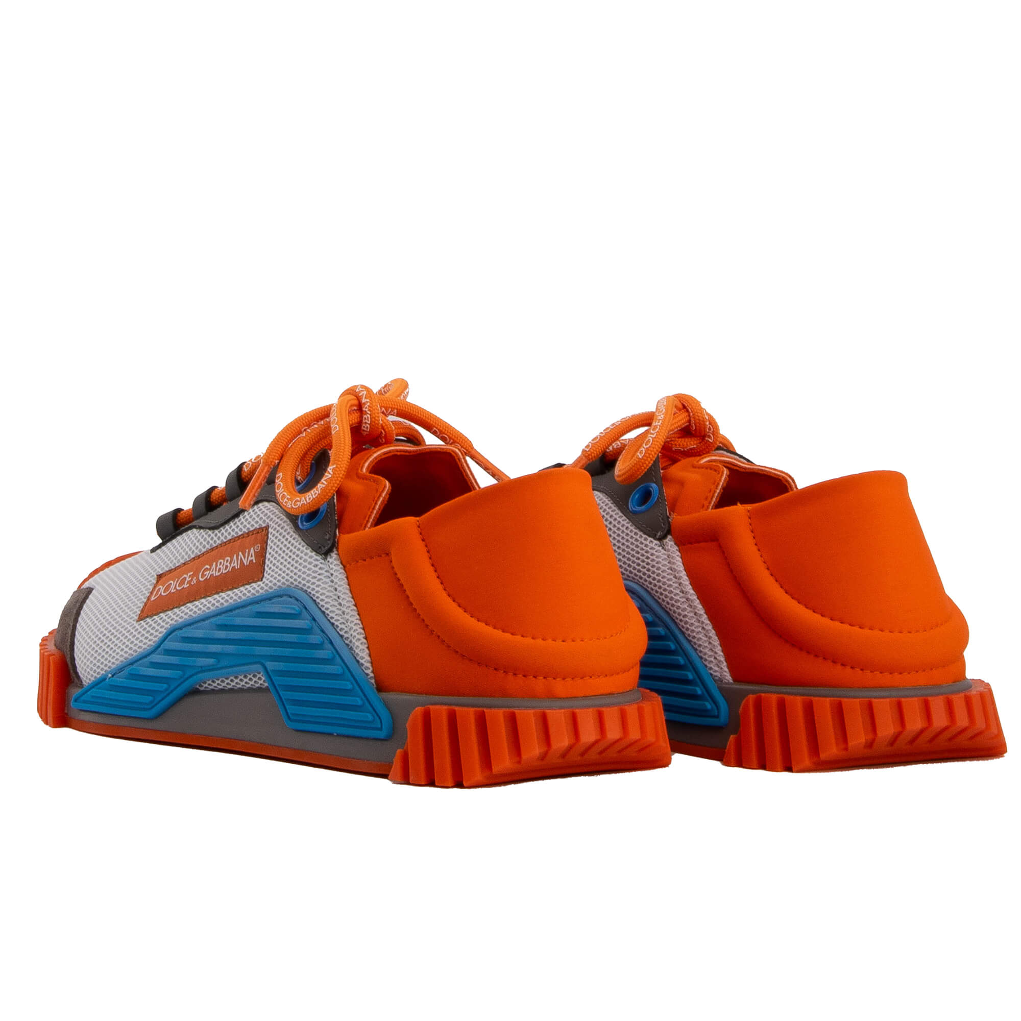 Leather and nylon Low-Top Men Sneaker NS1 with DG logo lace in orange, blue and gray by DOLCE & GABBANA