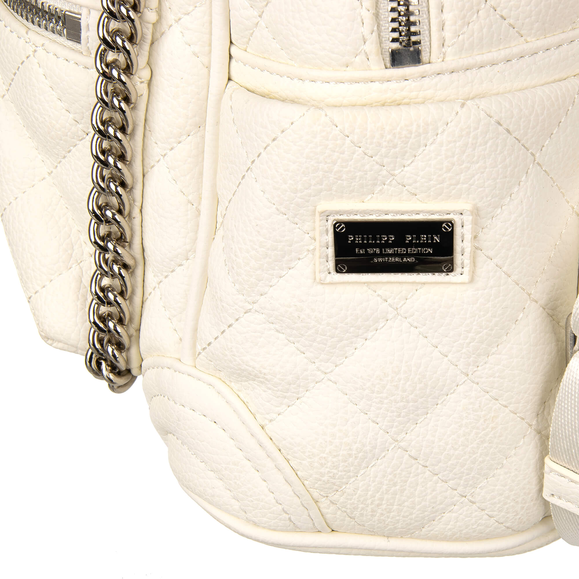 Junior backpack ACHILLEA with quilted texture, chains and logo plates by PHILIPP PLEIN JUNIOR