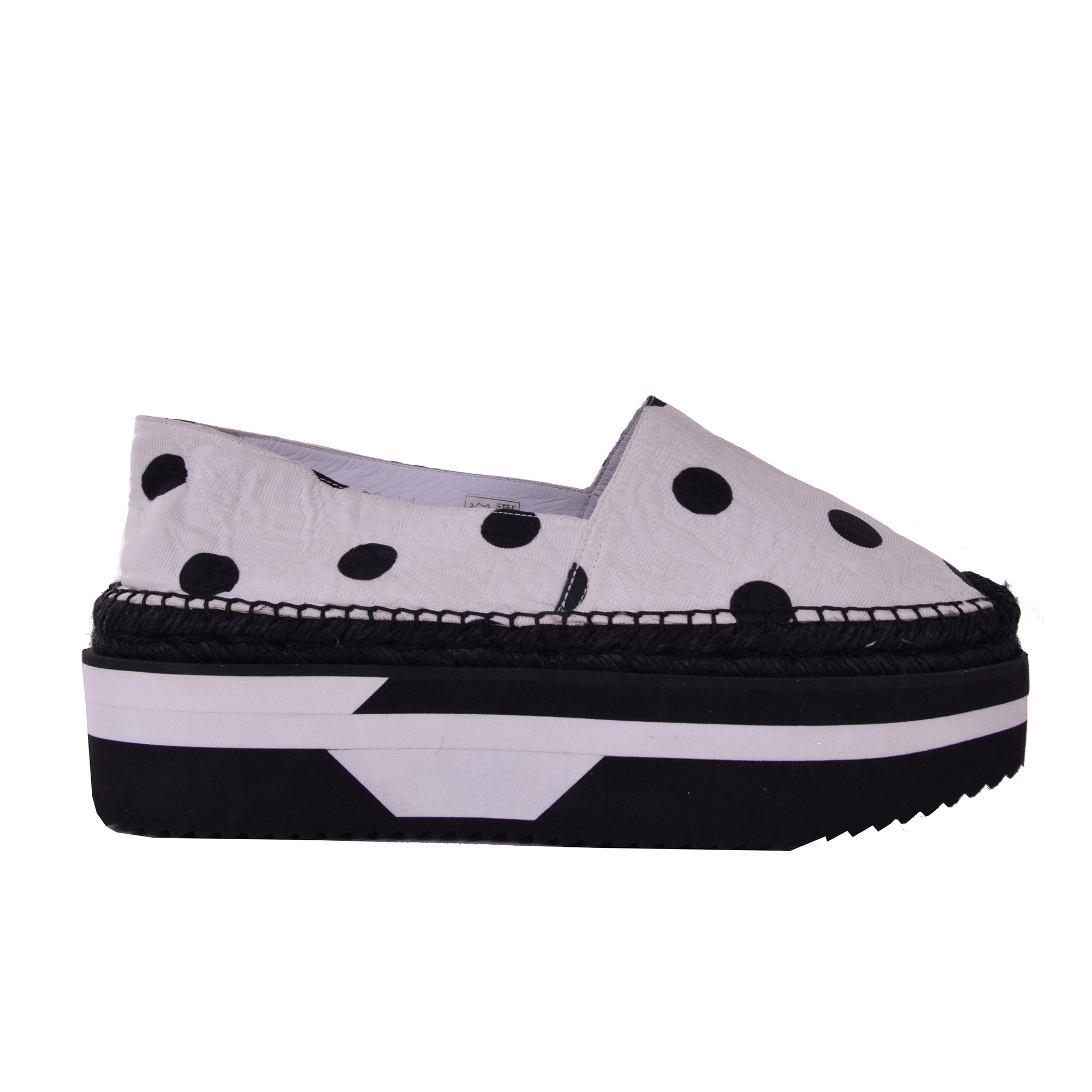 Plateau Espadrilles mit Polka Dot Print Weiß Schwarz 41