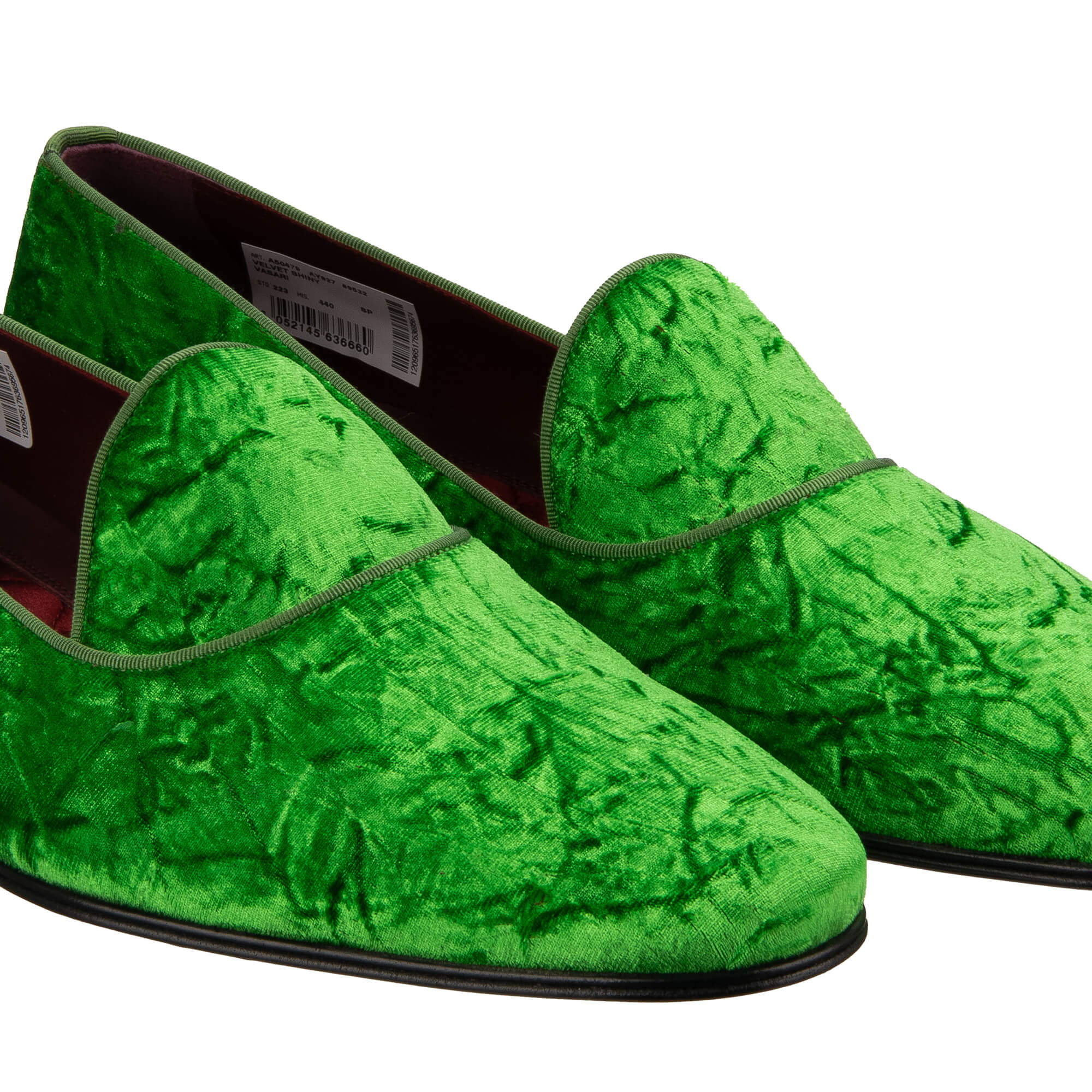 Samt Mokassins Schuhe VASARI mit DG Gold Metall Logo in Grün von DOLCE & GABBANA