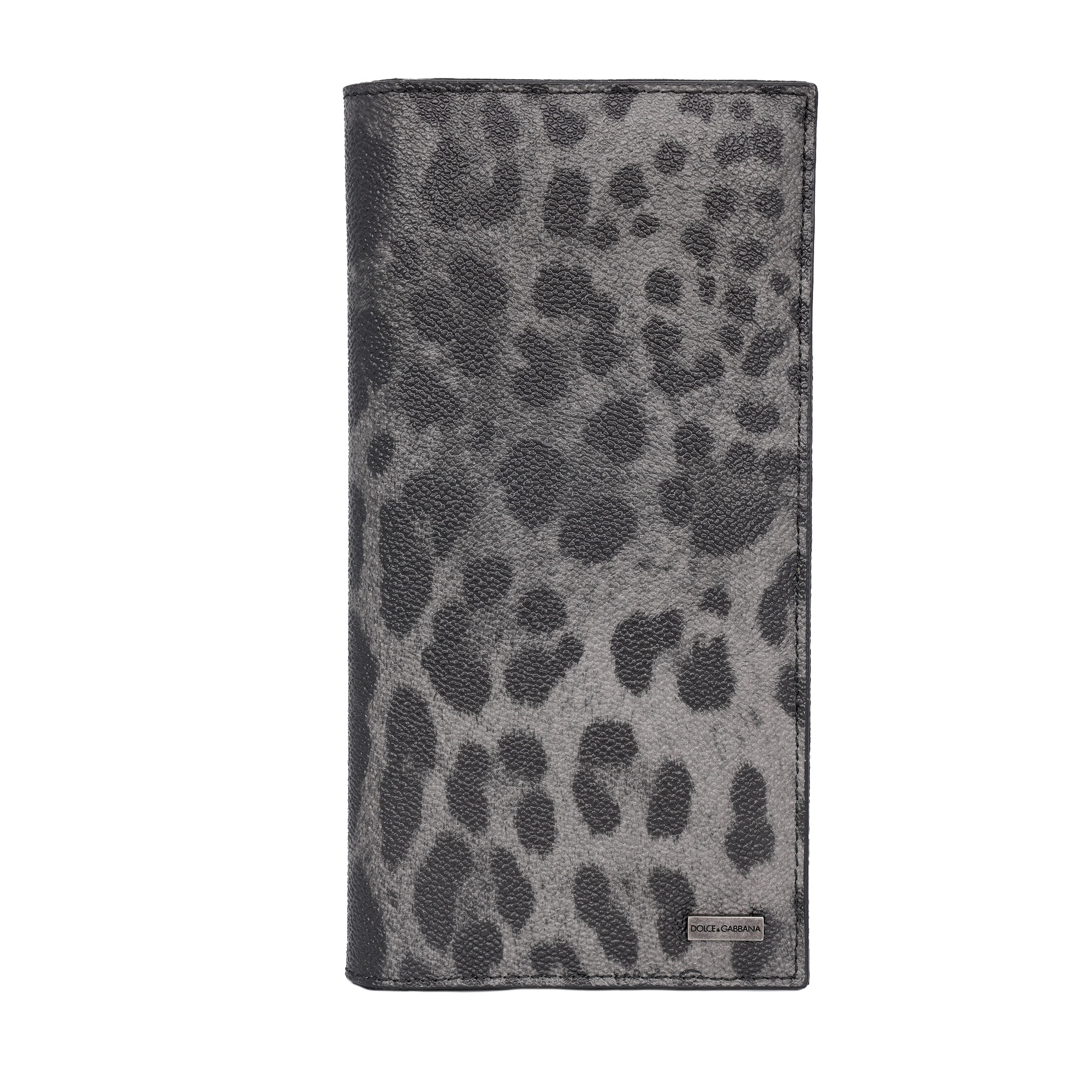 DG Logo Leopard Leder Geldbörse Karten Etui Grau Schwarz 