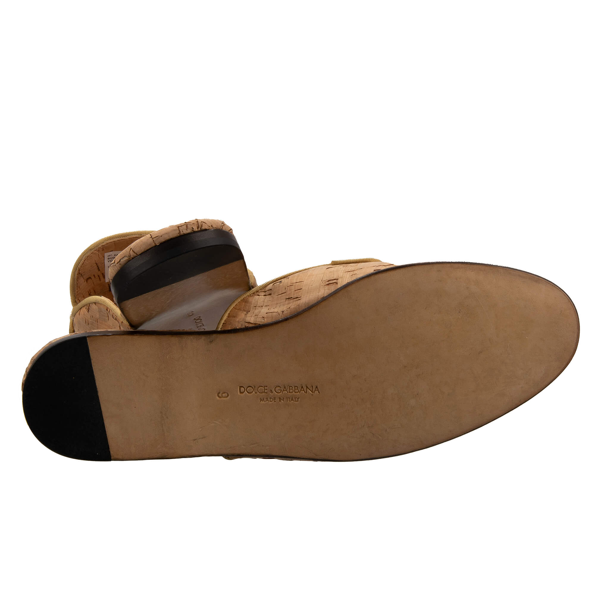 One of a kind Kork Slipper Schuhe YOUNG POPE mit DG Metall Logo in Beige von DOLCE & GABBANA