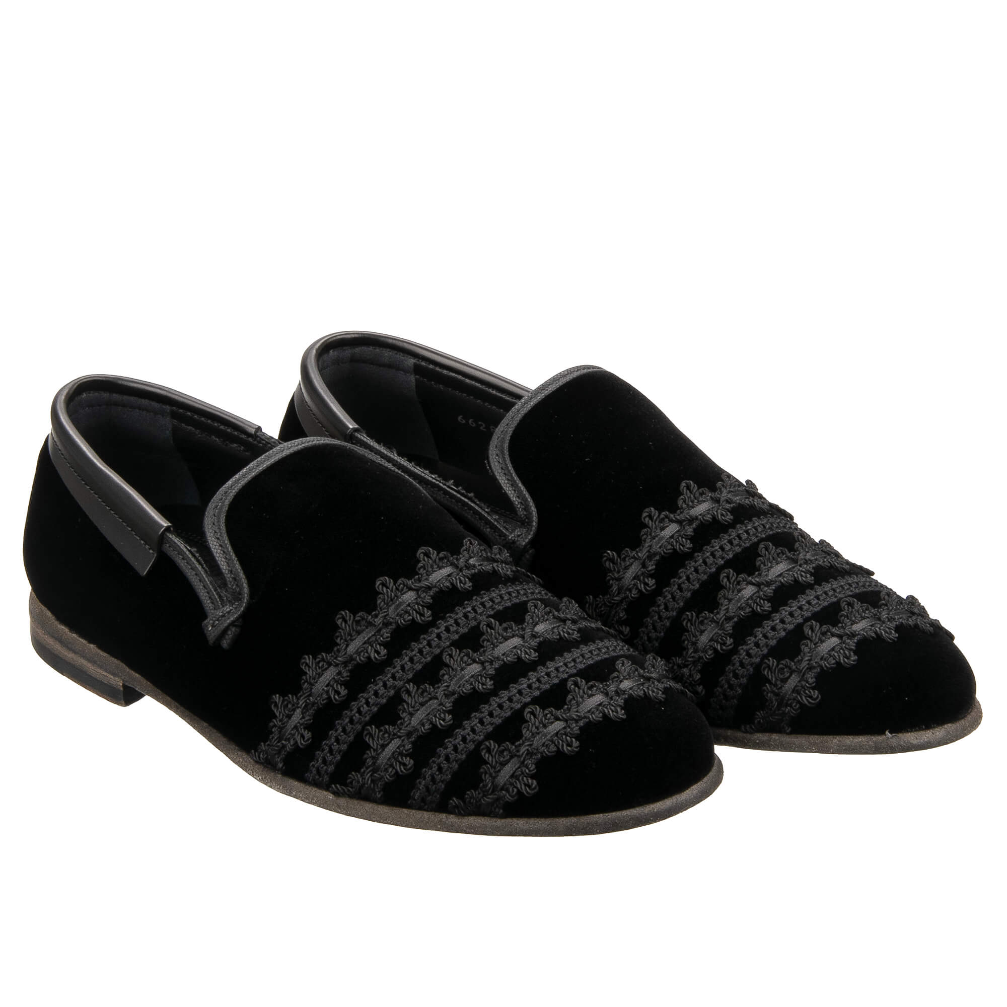 Decorative Embroidery Velvet Loafer Shoes AMALFI Black