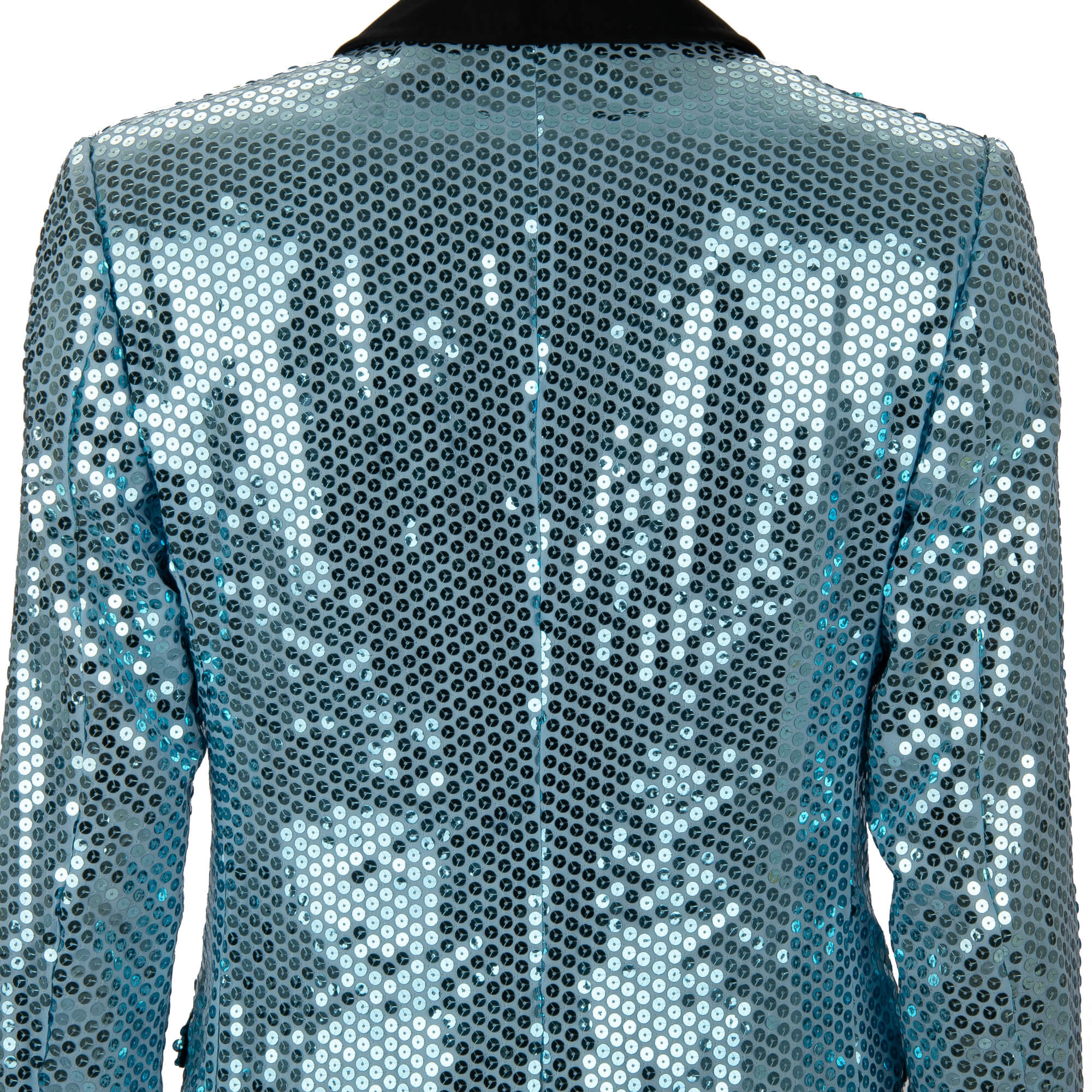 Full sequined tuxedo / blazer with contrast details and shawl lapel in blue and black by DOLCE & GABBANA