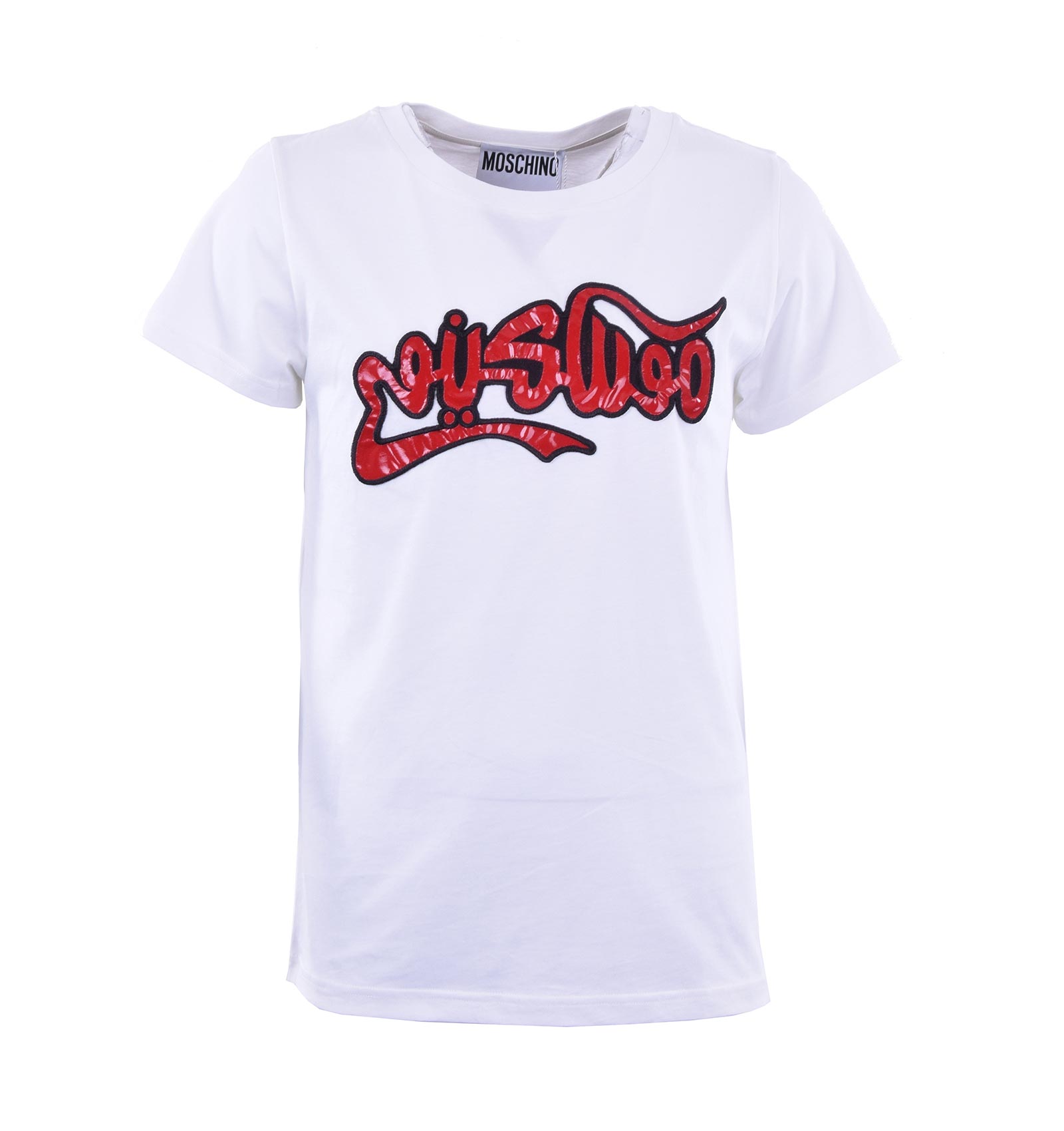 COUTURE Cotton T-Shirt with Embrodery White Red