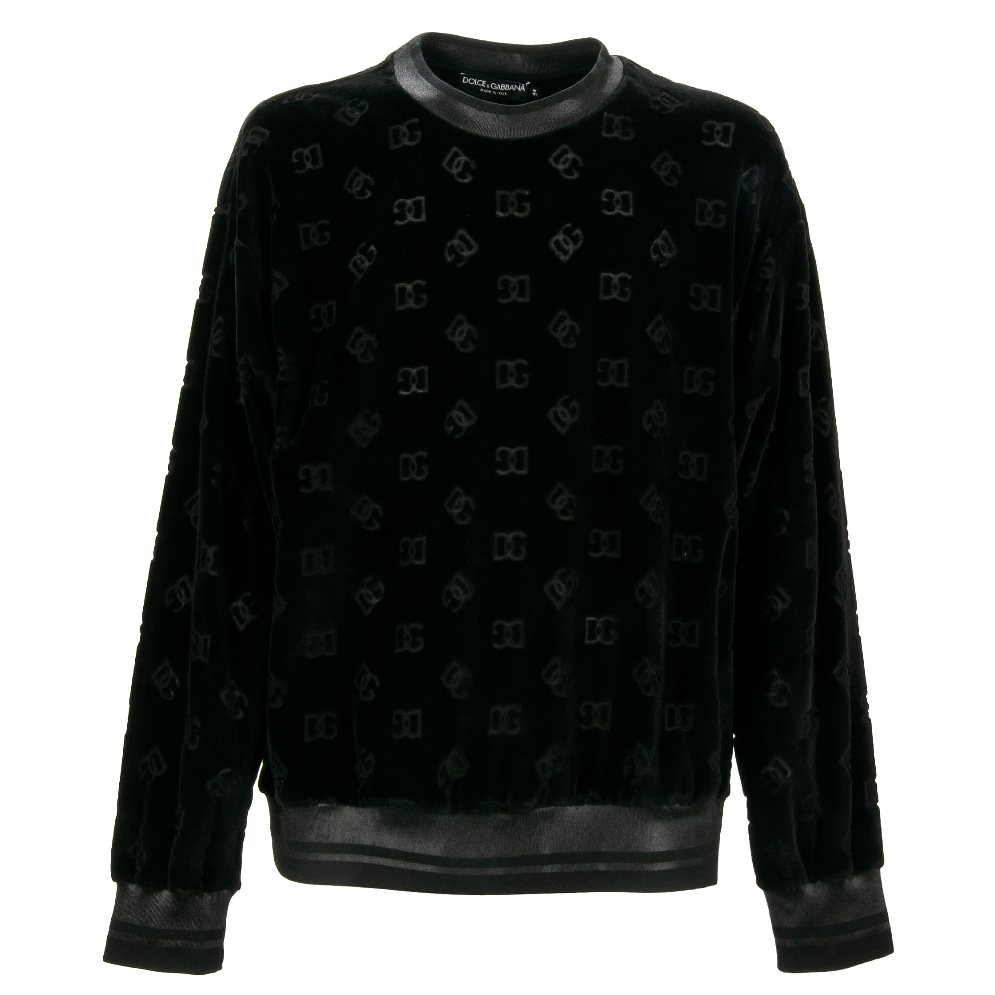 DG Logo Velvet Cotton Sweater Sweatshirt Black 54 XL