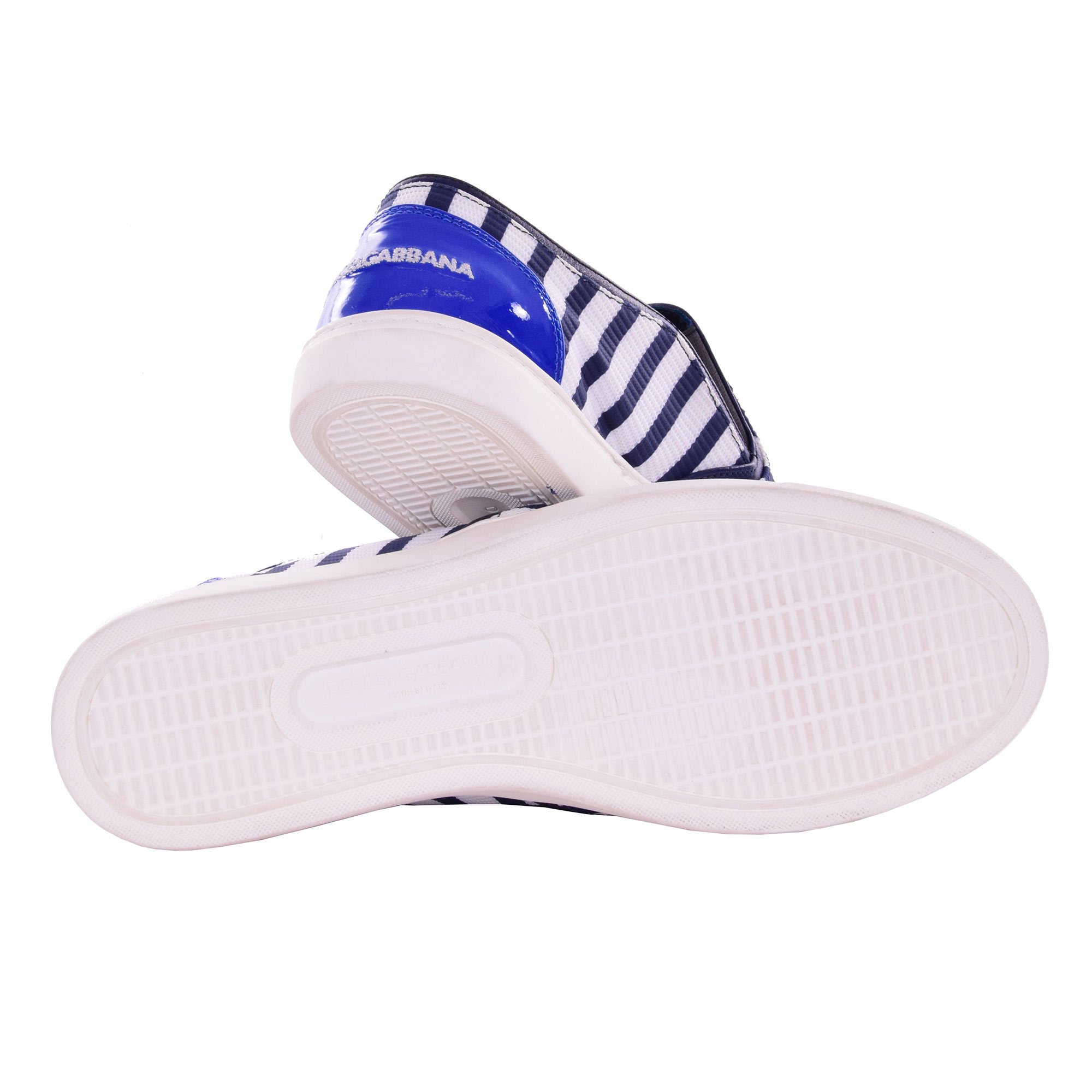 Slip-On Sneaker LONDON mit Anker Applikation, Sternen, Nieten und DG Logo in blau und weiß von DOLCE & GABBANA Black Label