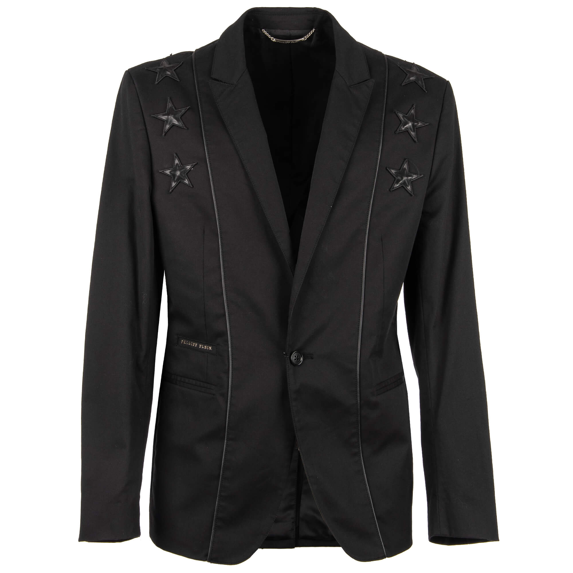 Cotton Blazer BOSSY with Stars and Logo Black 52 L