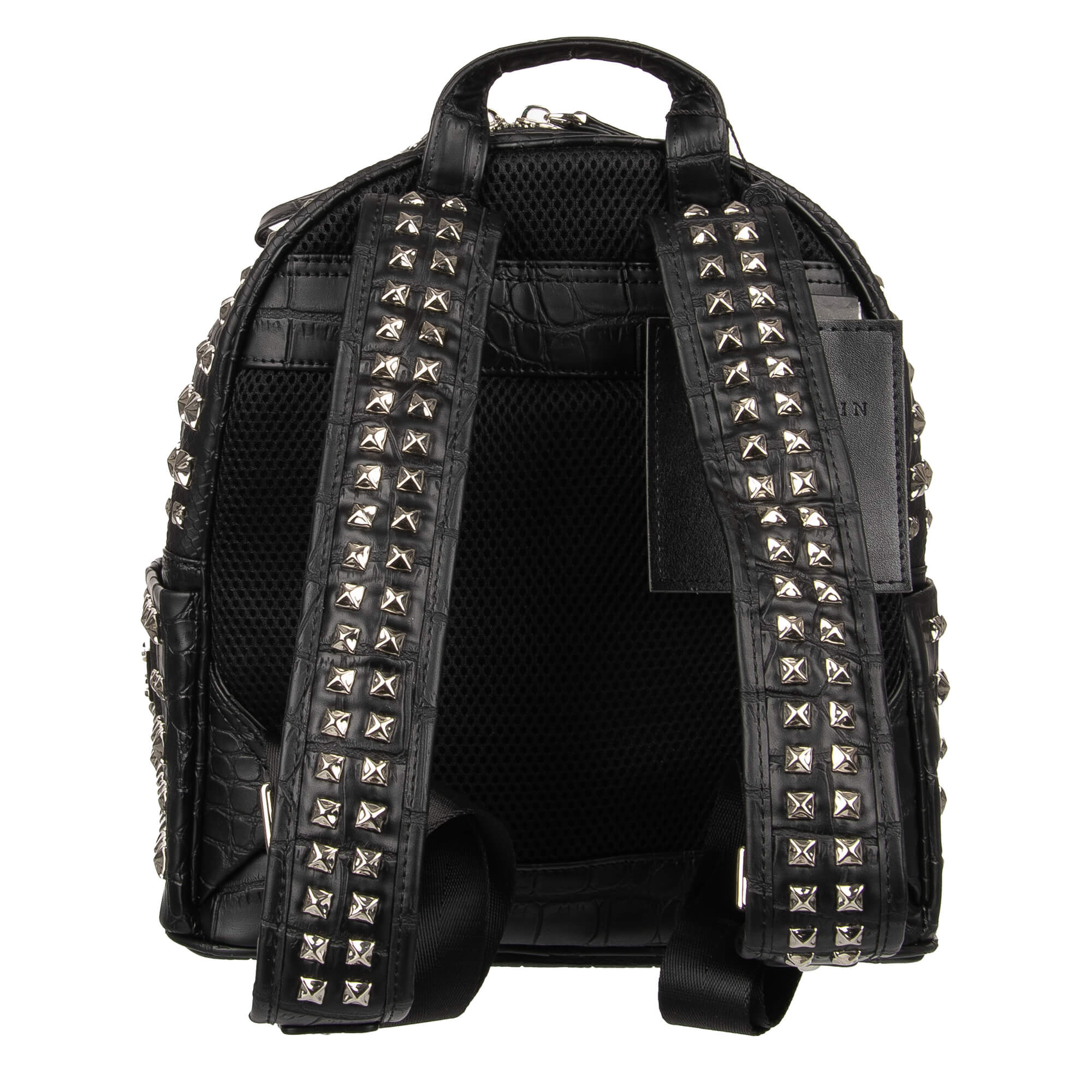 Studded PVC Backpack NOW with snake texture and logo plates by PHILIPP PLEIN