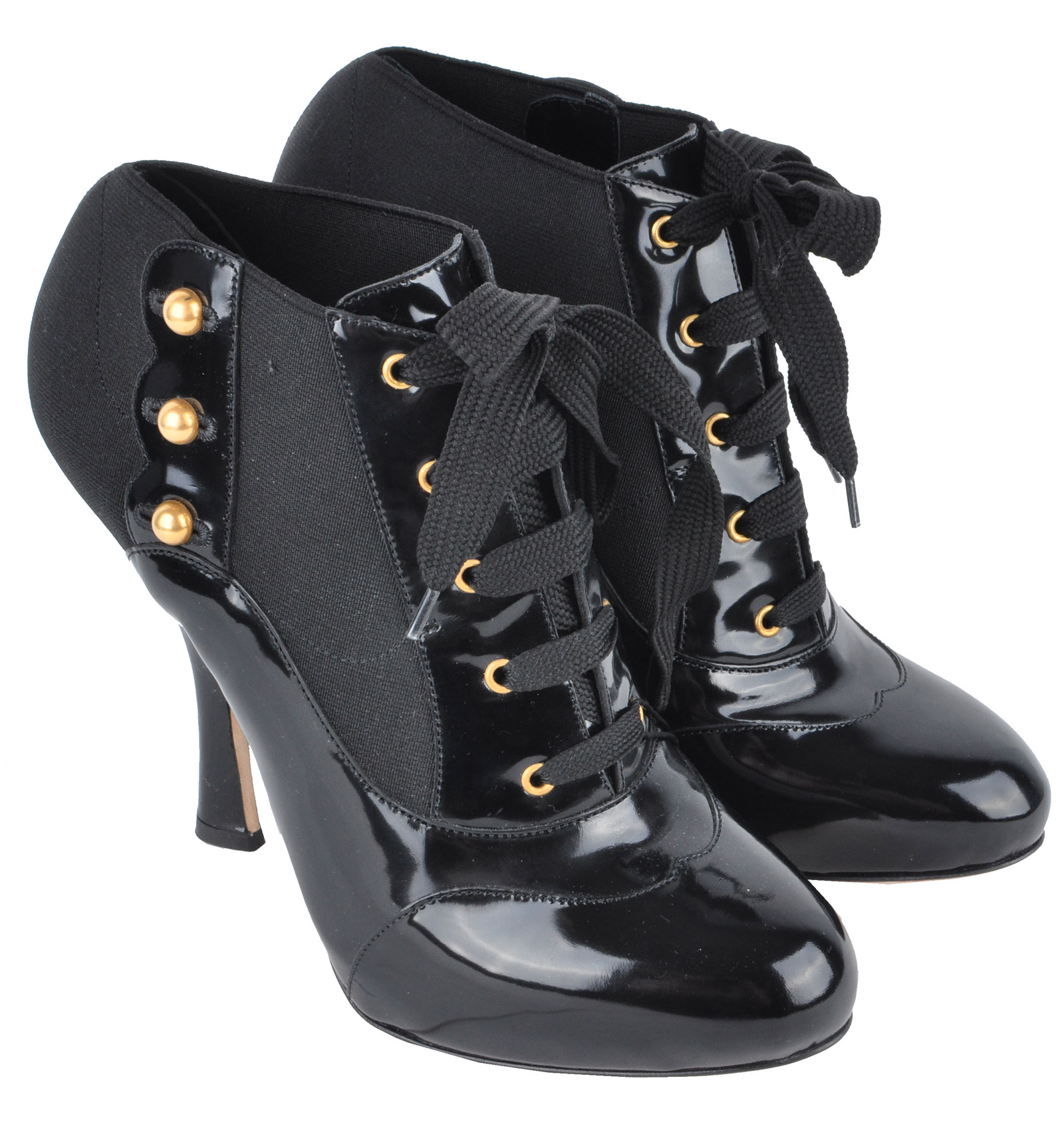 Baroque style Booties with lace up and elastic by DOLCE & GABBANA
