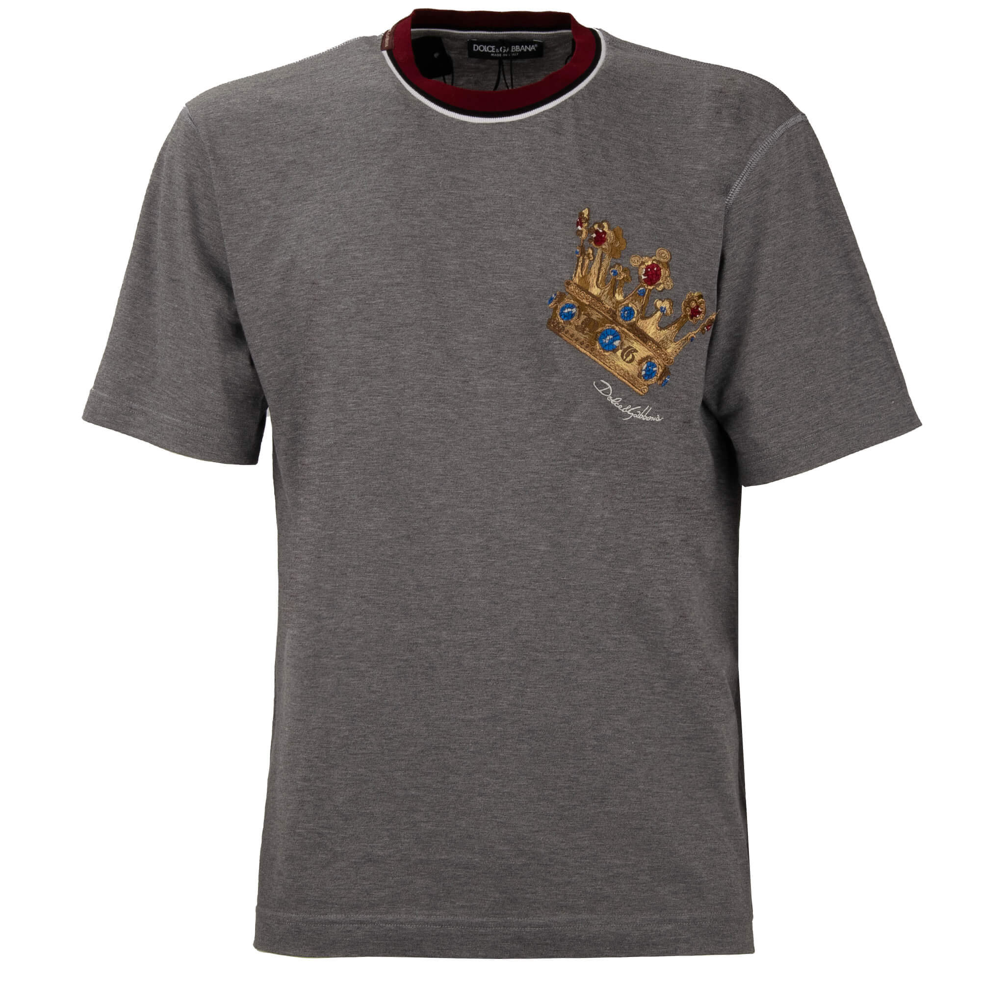 Barock Krone DG Logo Baumwolle T-Shirt Grau 46 S M 