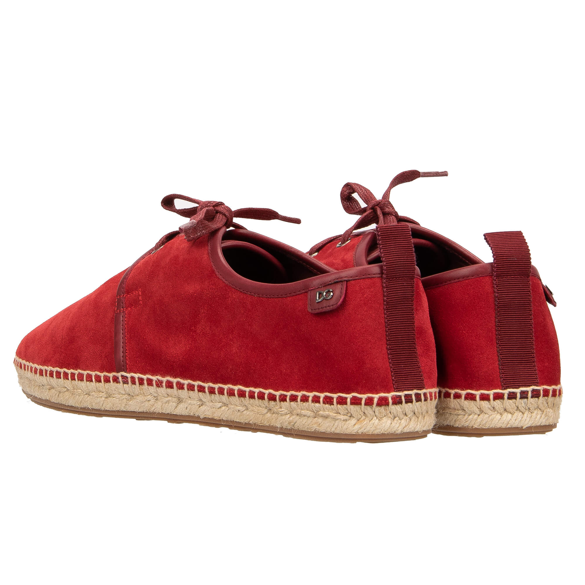 Loafer TREMITI aus Wildleder mit Kontrast Raffia Elementen und DG Logo in Rot von DOLCE & GABBANA