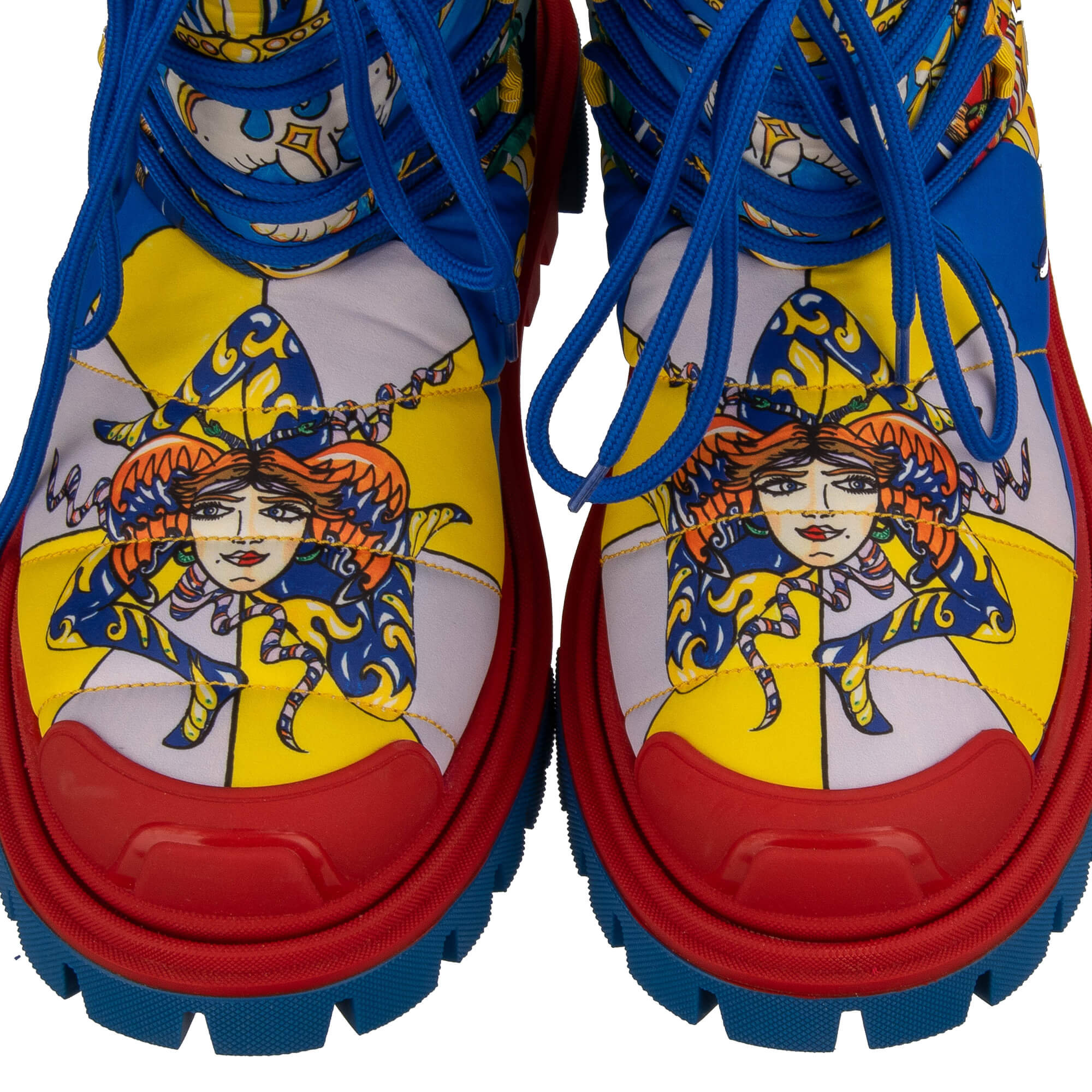 Schnee Stiefel mit Carretto Siciliano Print in Rot und Blau von DOLCE & GABBANA