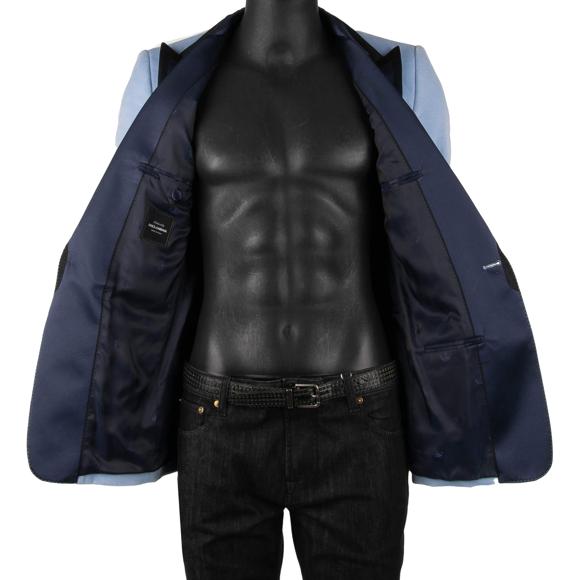 Blazer aus Samt mit Kontrast Kragen aus Seide und Taschen von DOLCE & GABBANA