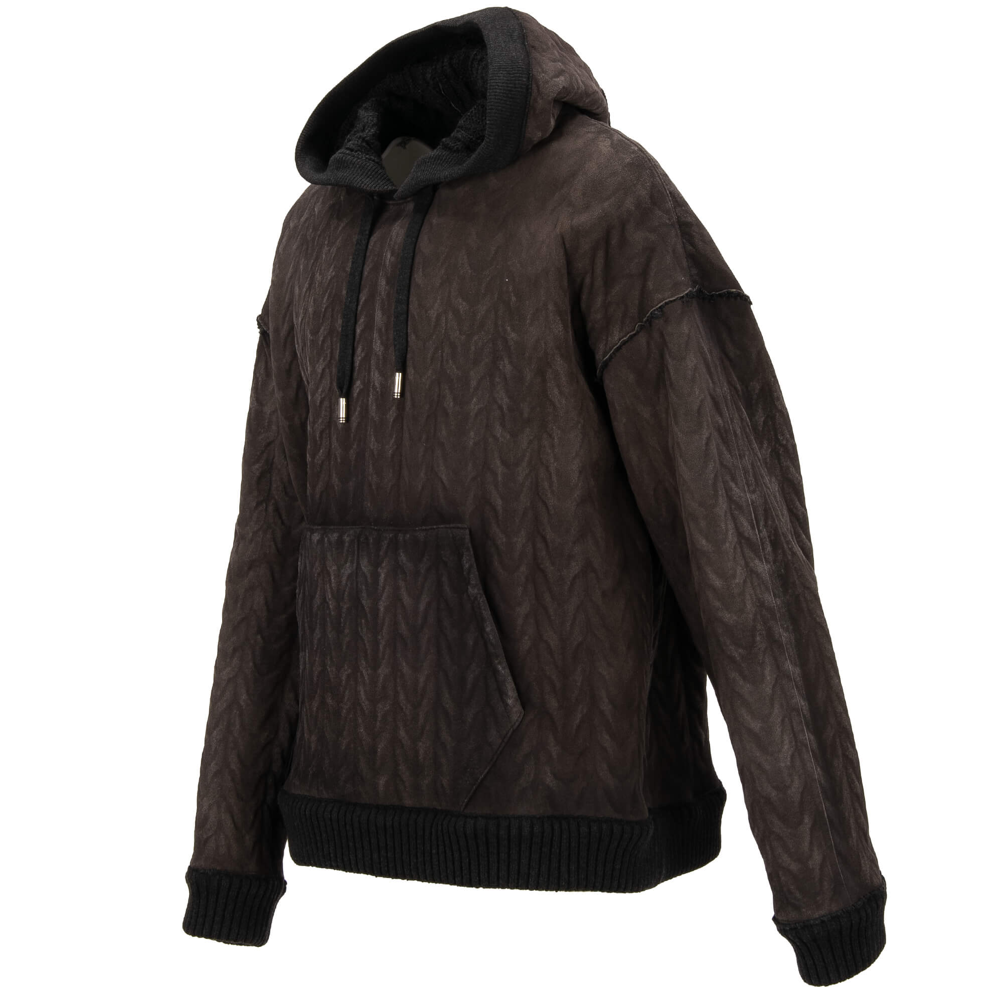 Warmer Oversize Hoodie Sweater / Pullover aus Lammleder mit Futter aus Wolle und Details aus Strick  von DOLCE & GABBANA