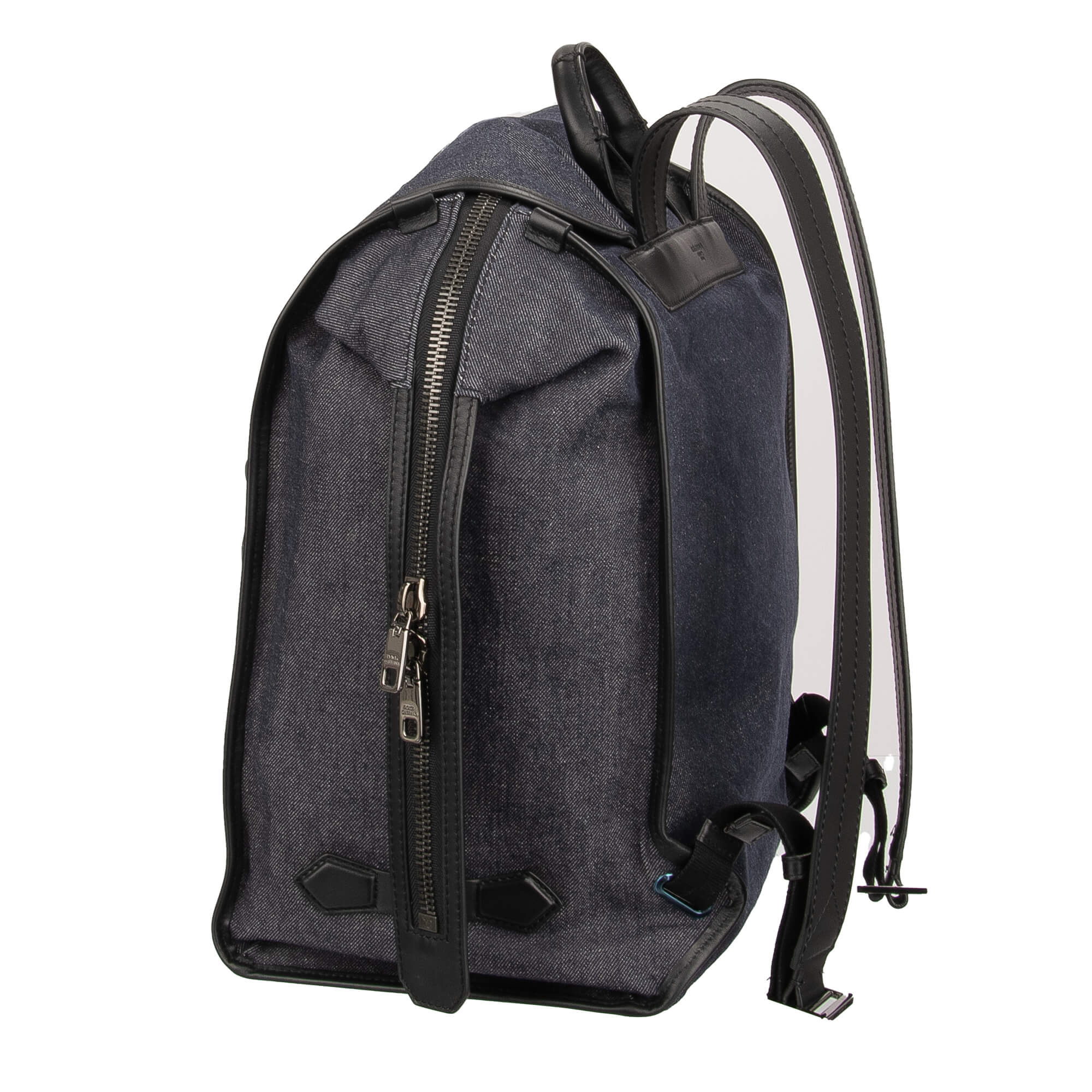 Großer Rucksack EDGE aus Denim und Leder mit Reißverschluss und großem Logo von DOLCE & GABBANA