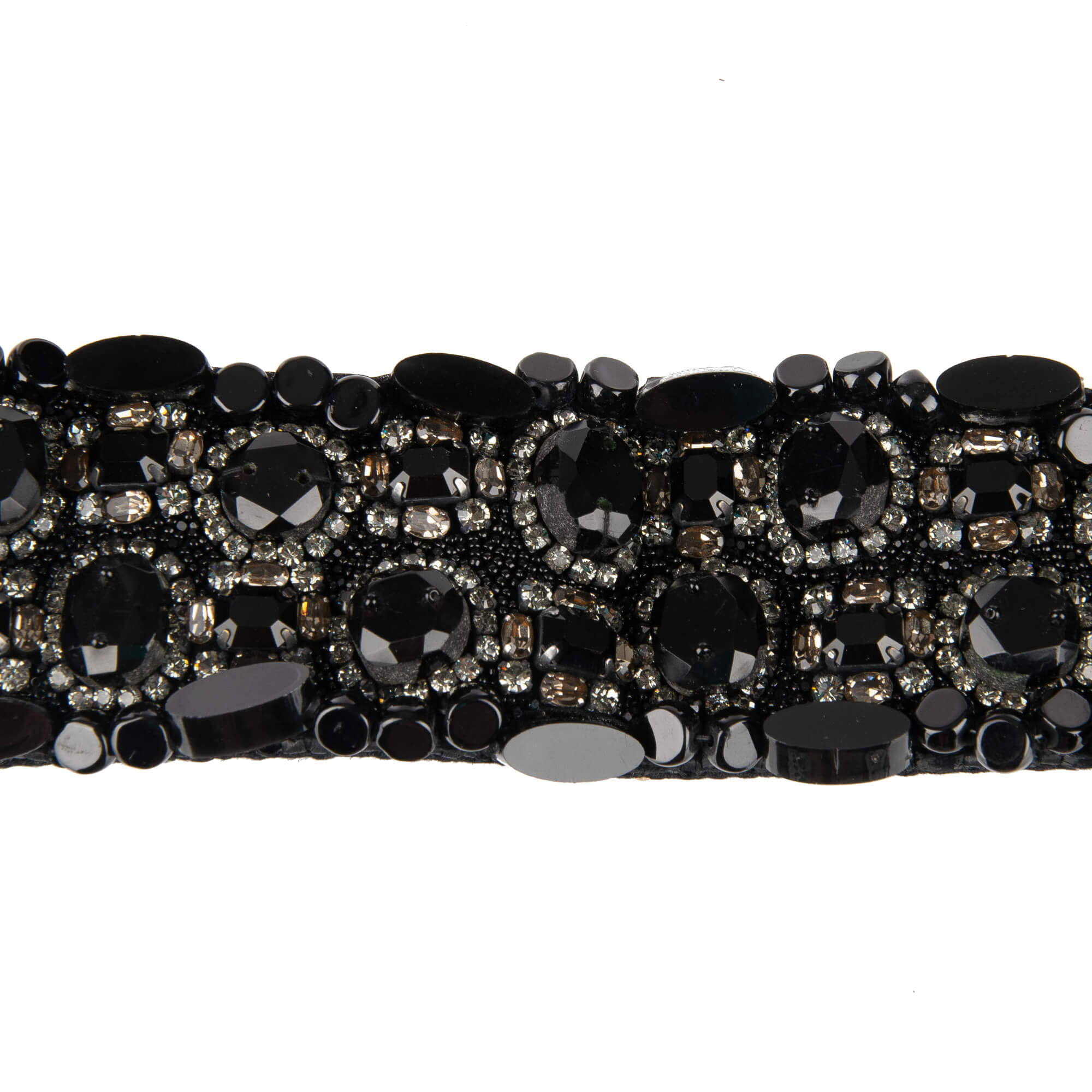 Schulterriemen für Tasche aus Baumwolle und Raffia in Schwarz verziert mit Perlen und Kristallen Handstickerei von DOLCE & GABBANA