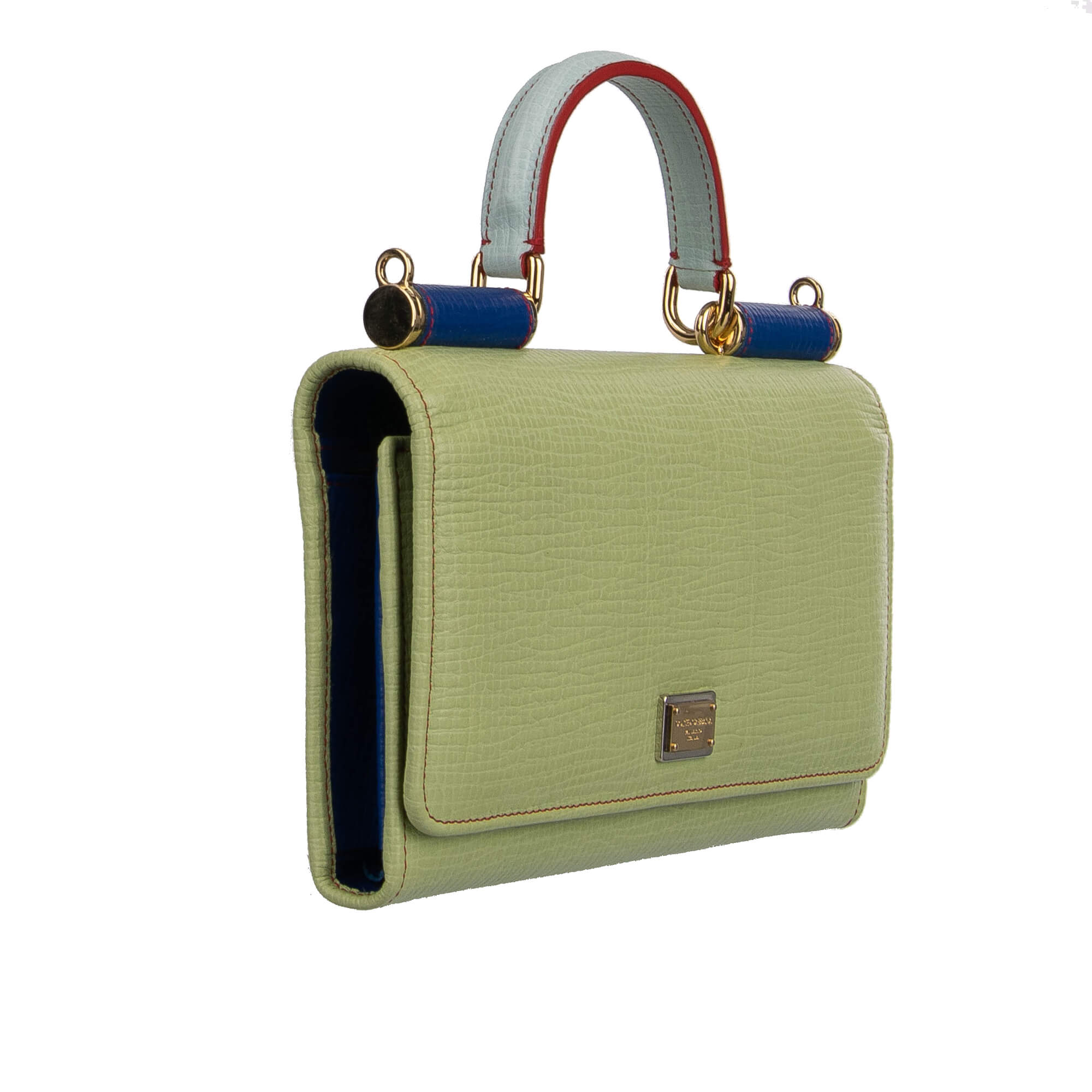 Palmellato leather crossbody clutch bag / wallet SICILY WALLET with many internal pockets and logo plate by DOLCE & GABBANA