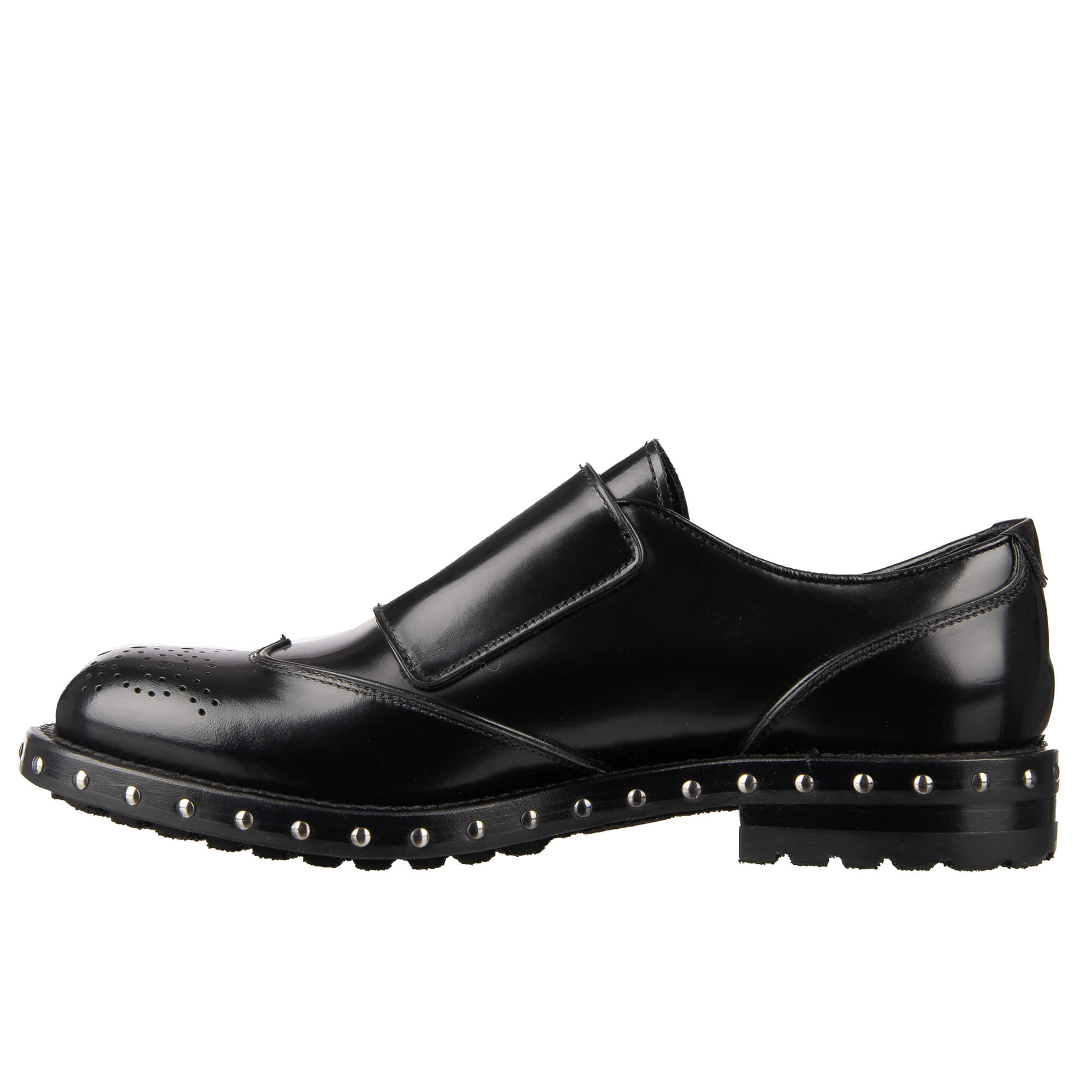 Nieten Schuhe BOY aus Leder mit Monkstrap in Schwarz von DOLCE & GABBANA