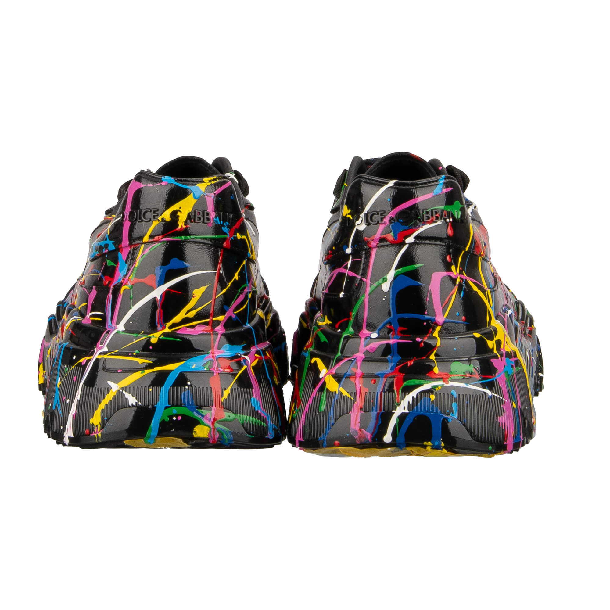 Herren Low-Top Leder Sneaker DAYMASTER mit Handgemachter Farben Mahlerei in Schwarz von DOLCE & GABBANA