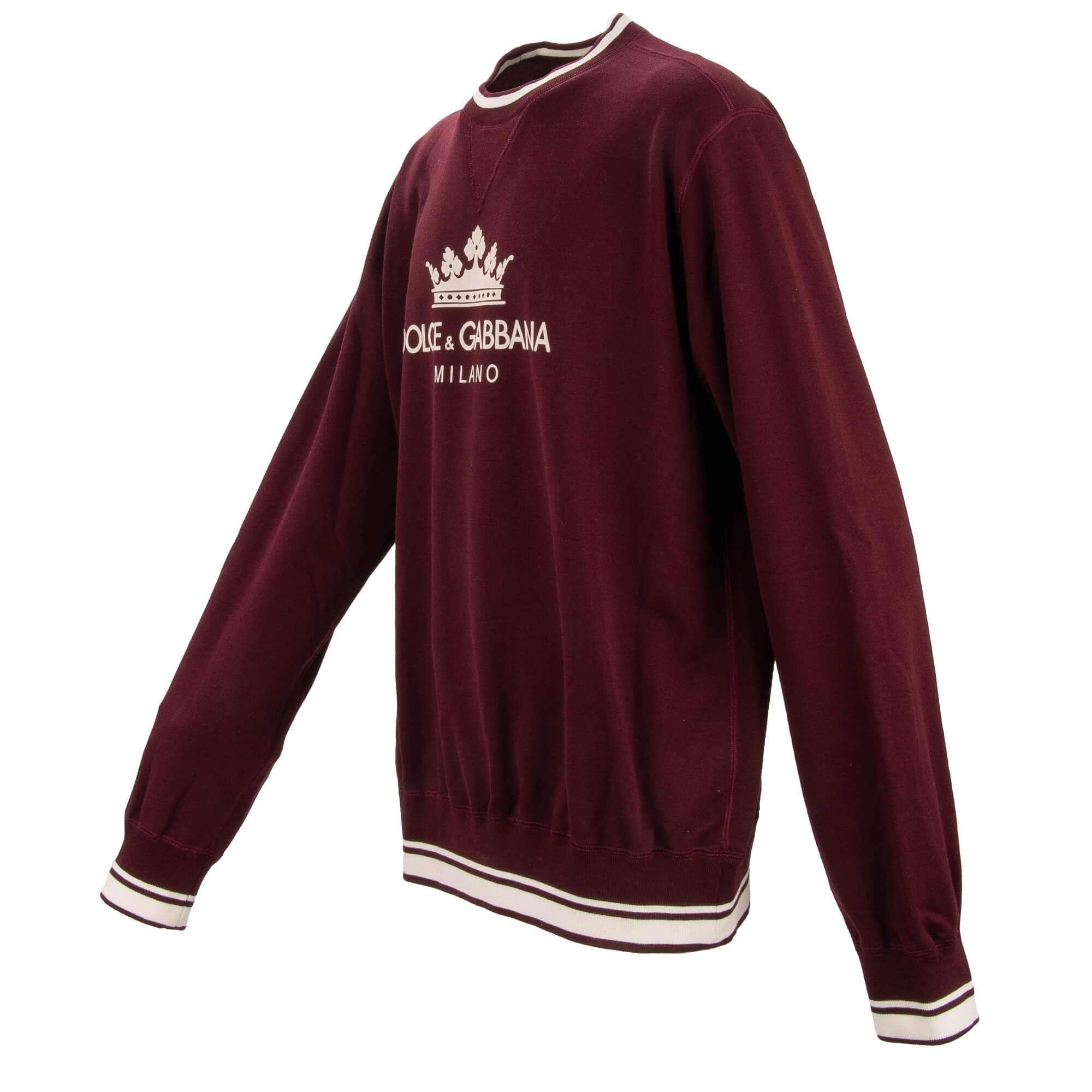 Cotton sweater / sweatshirt with Crown and Logo print in bordeaux by DOLCE & GABBANA