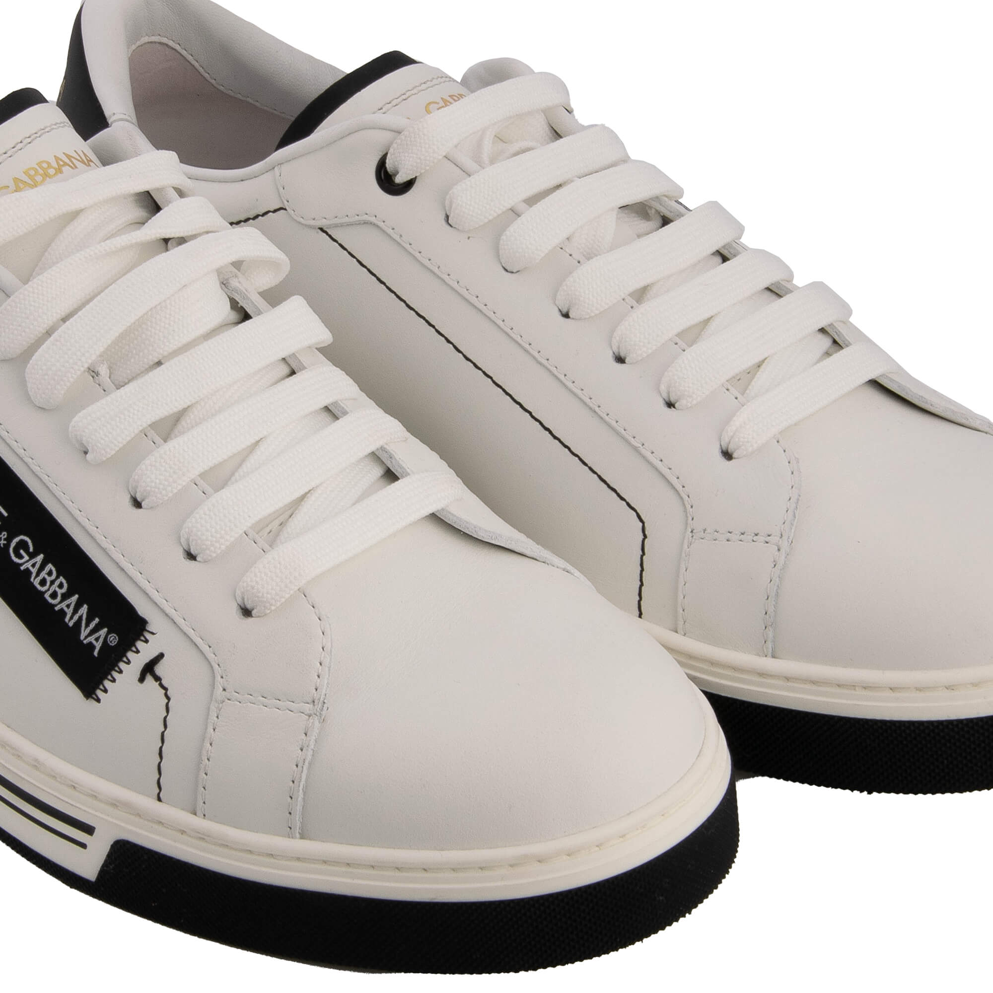 Low-Top Sneaker ROMA with DG Logo in white and black by DOLCE & GABBANA