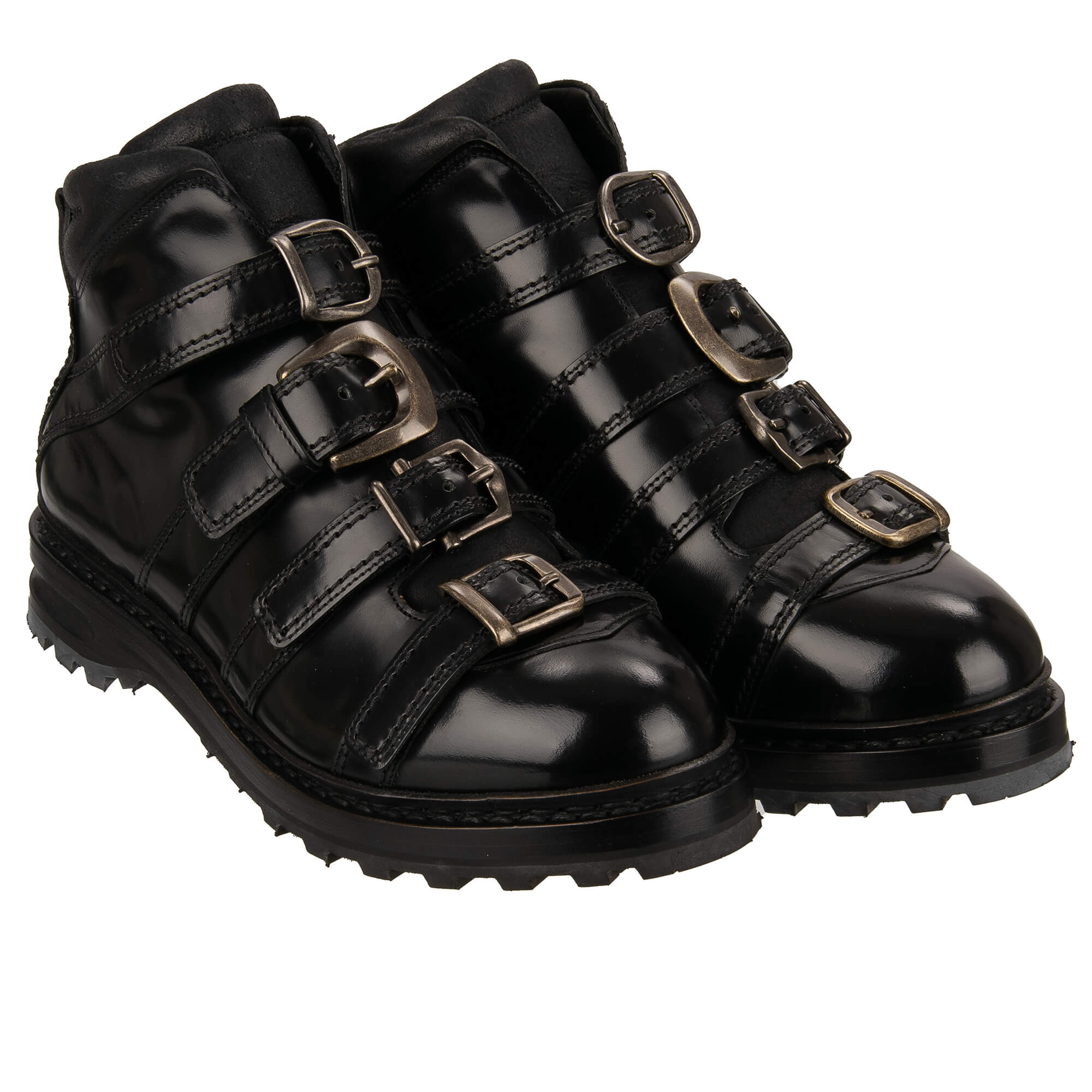 Runway Buckle Leather Boots Shoes CORTINA Black