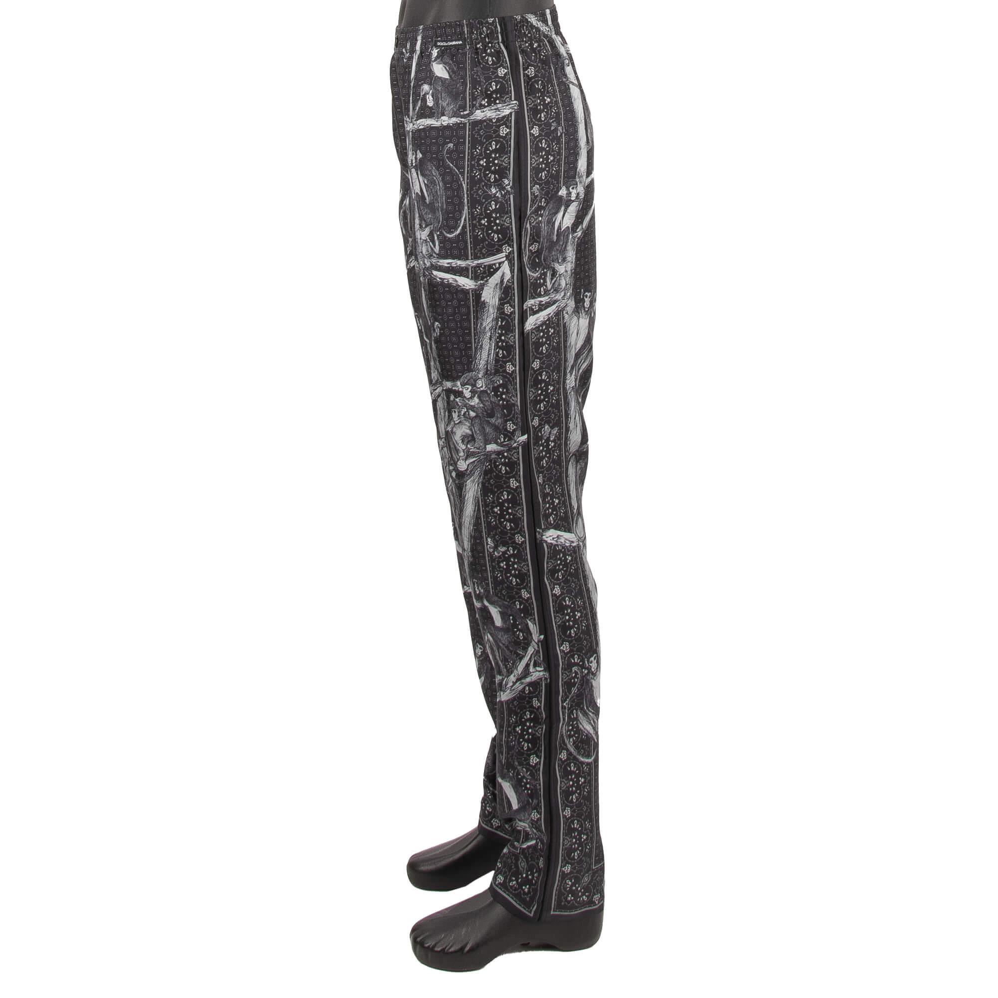 Pyjama Hose aus Seide mit Affen Print in Grau von DOLCE & GABBANA 