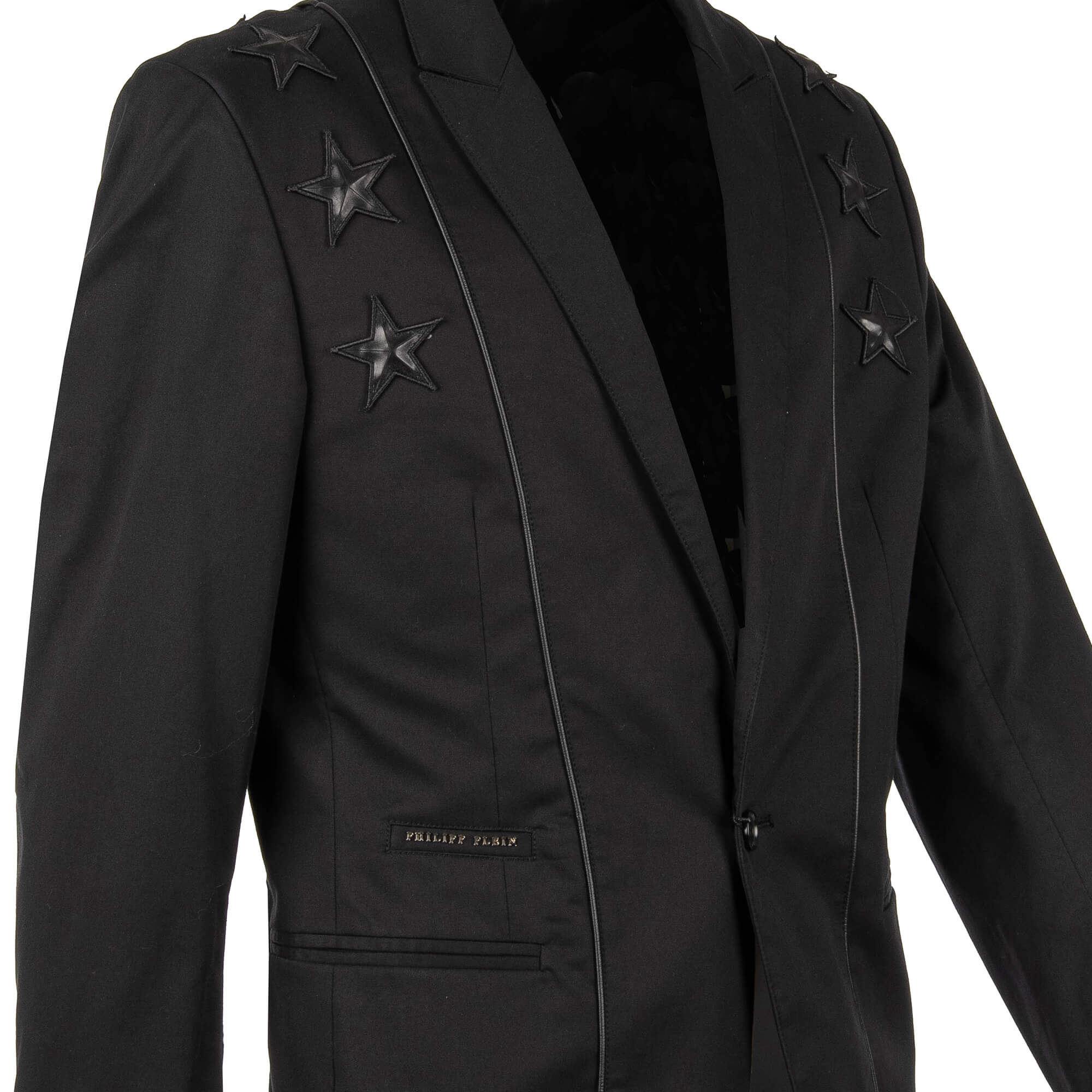 Cotton Blazer BOSSY with contrast stripes, stars and logo by PHILIPP PLEIN