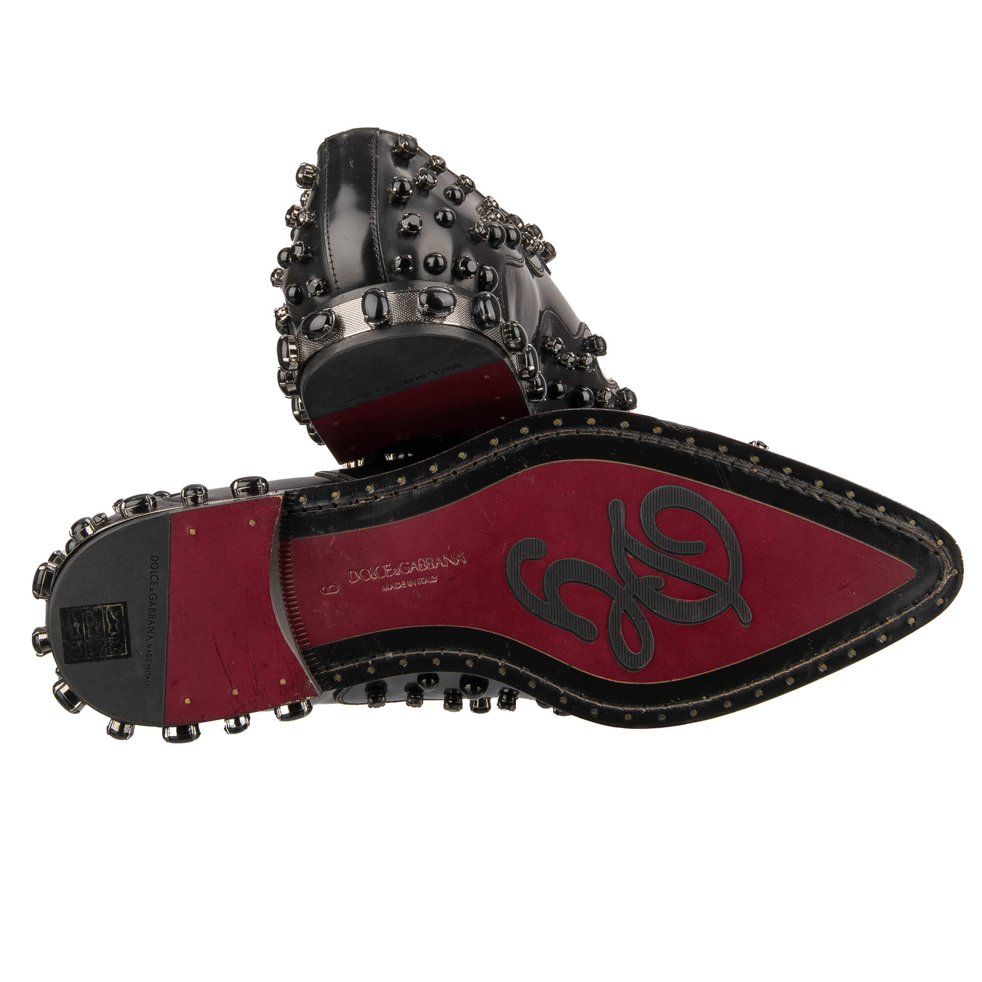 Derby Schuhe MILLENNIALS aus Leder mit Kristallen und Nieten in Schwarz von DOLCE & GABBANA