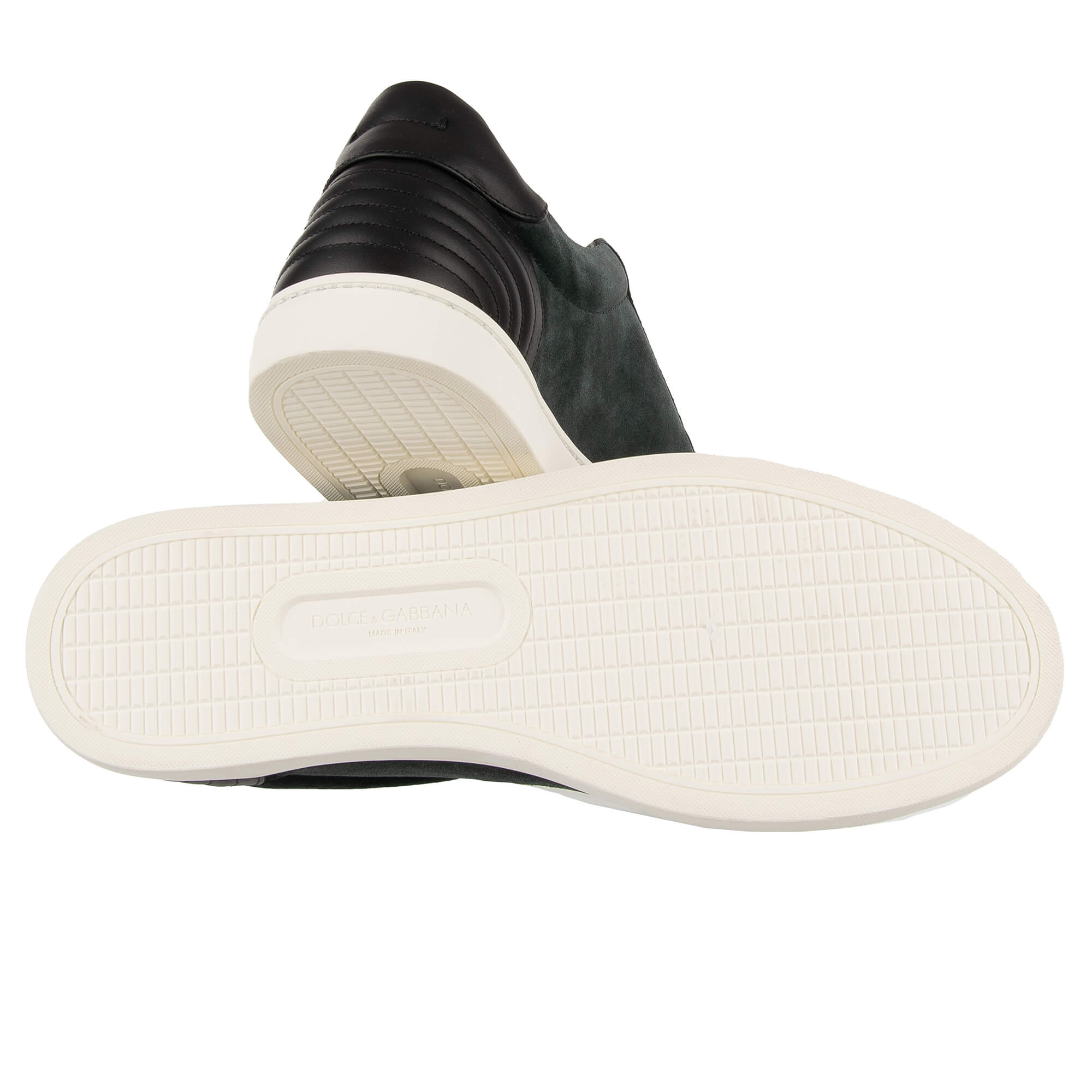 Low-Top Suede Leather Sneaker LONDON with DG logo plate in green and black by DOLCE & GABBANA