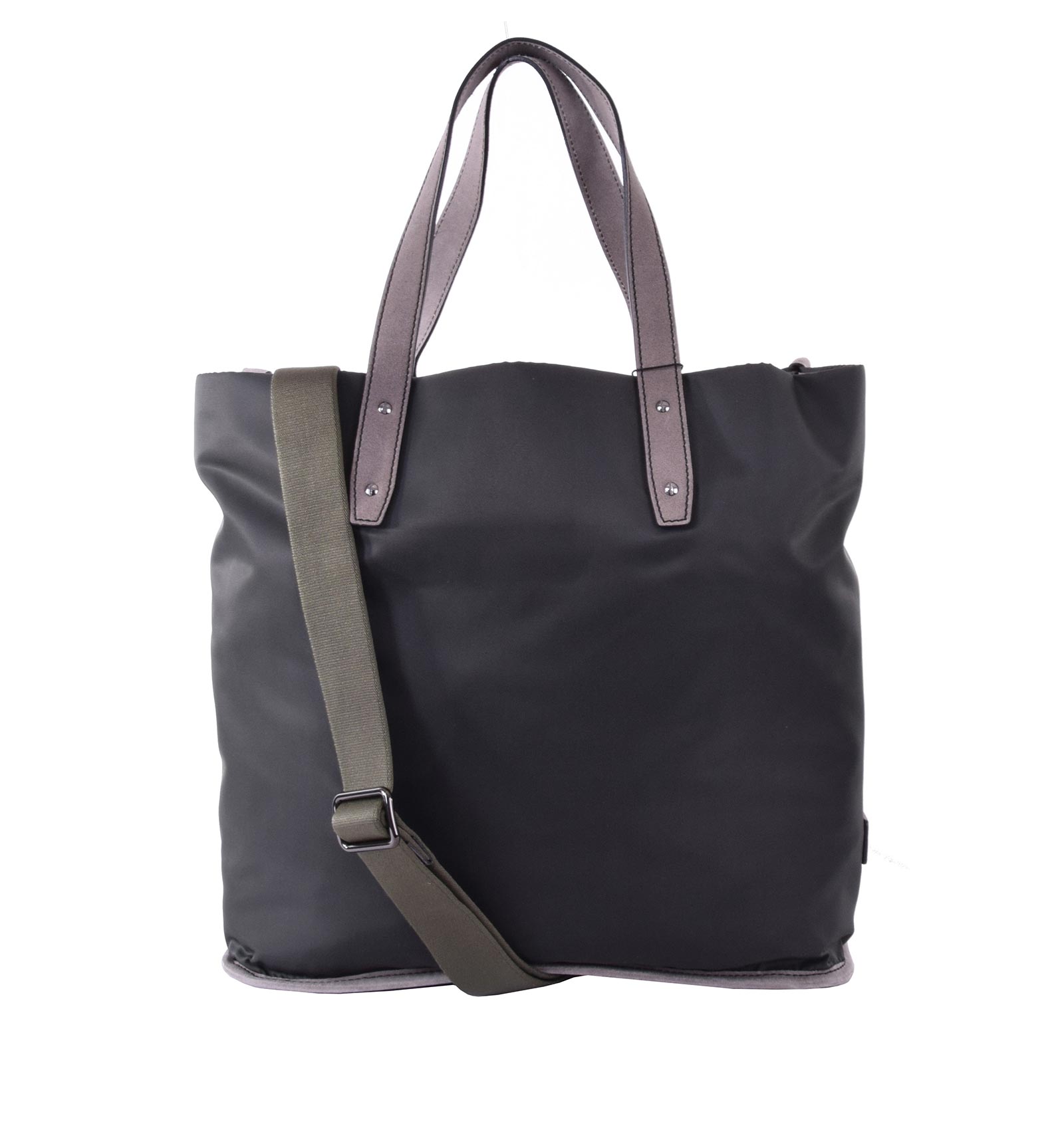 Nylon Shopper Bag Khaki Gray