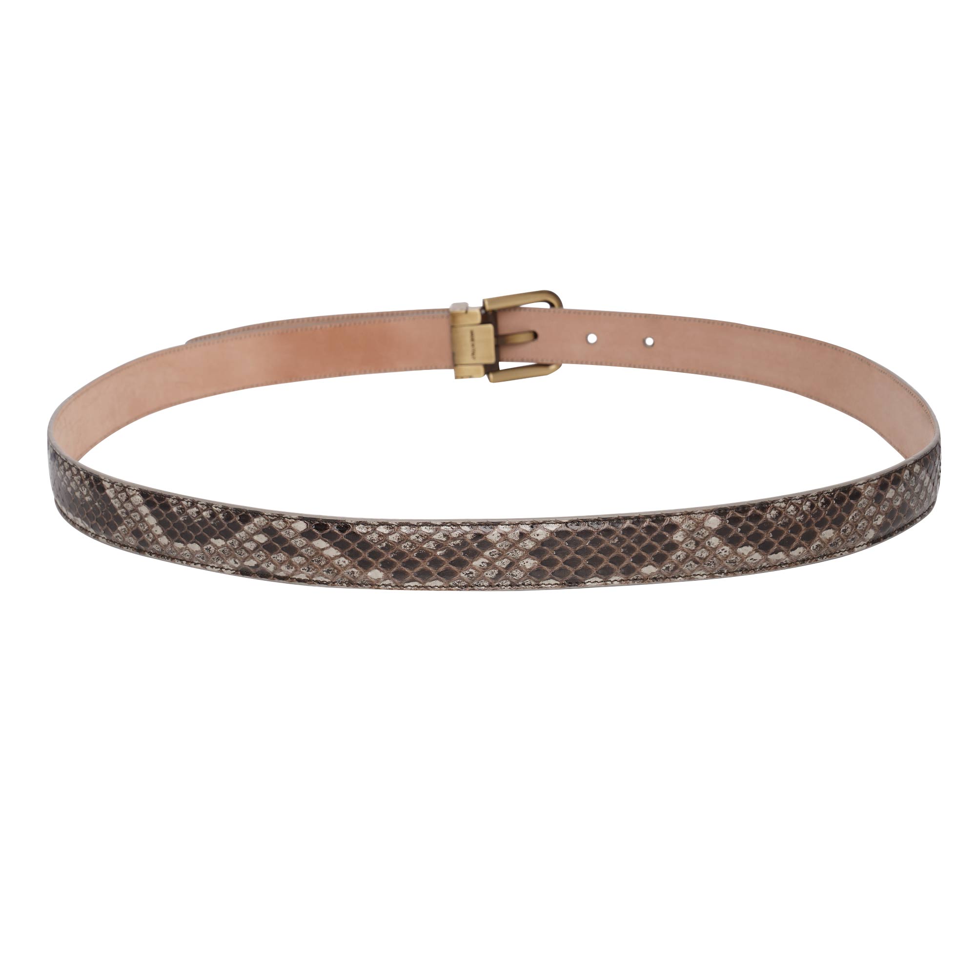 Gürtel aus Schlangenleder mit Metall Rollschnalle in Grau von DOLCE & GABBANA