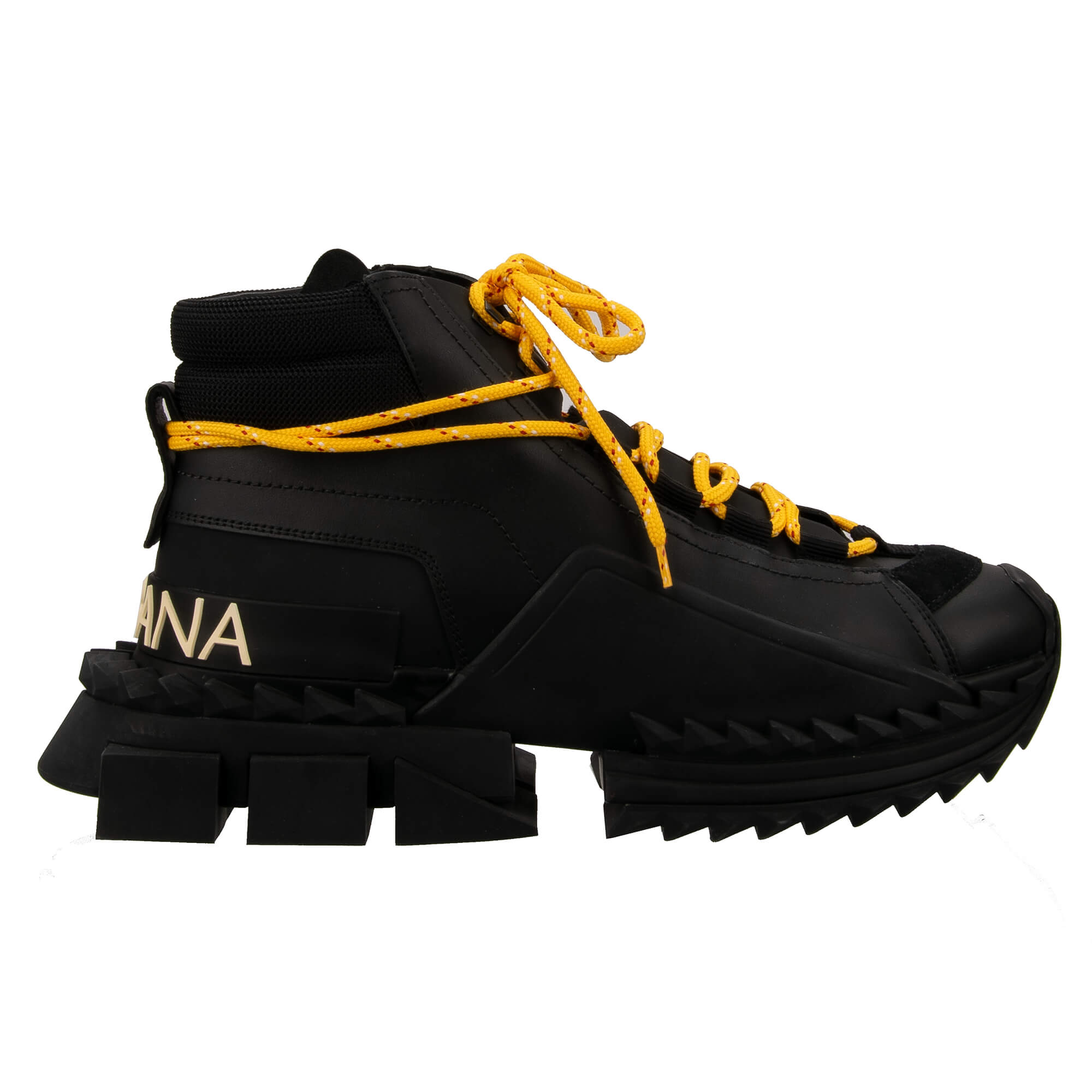 Lace-Up High Top Sneaker SUPER KING for men with platform and DG logo in black by DOLCE & GABBANA