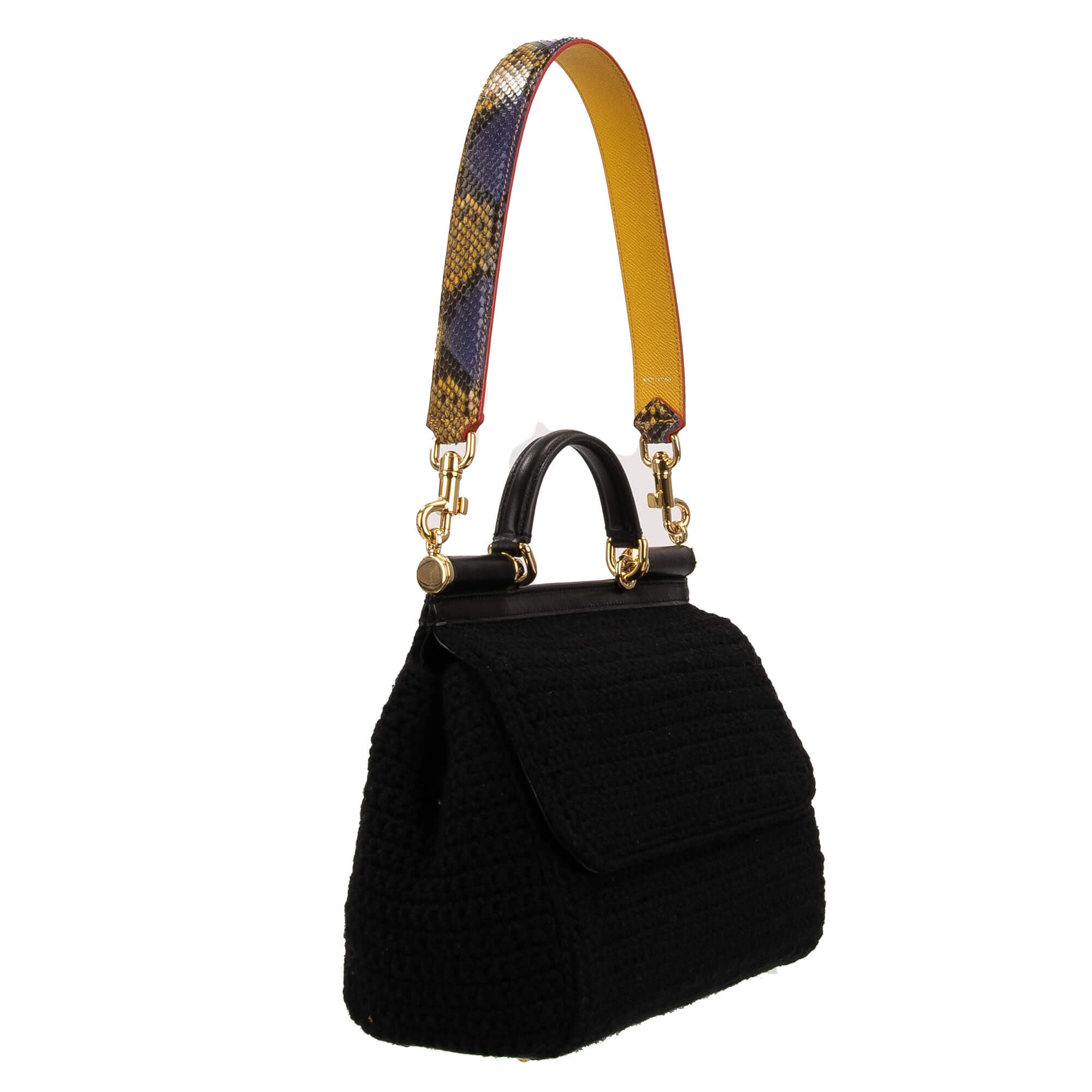 Schulterriemen für Tasche aus Dauphine und Schlangen Leder in Lila, Gelb und Gold von DOLCE & GABBANA