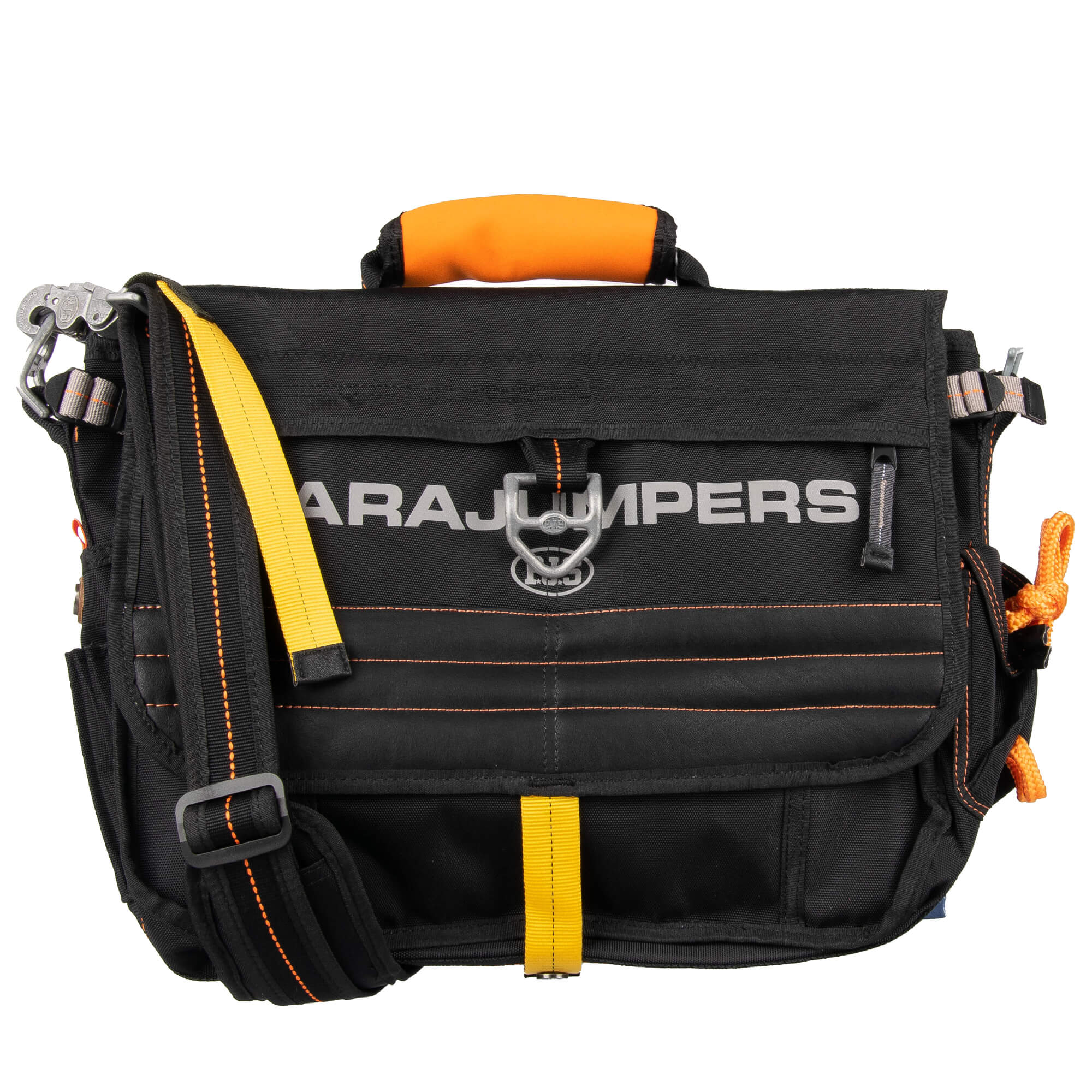 Laptop Tasche mit vielen Fächern Schwarz Orange