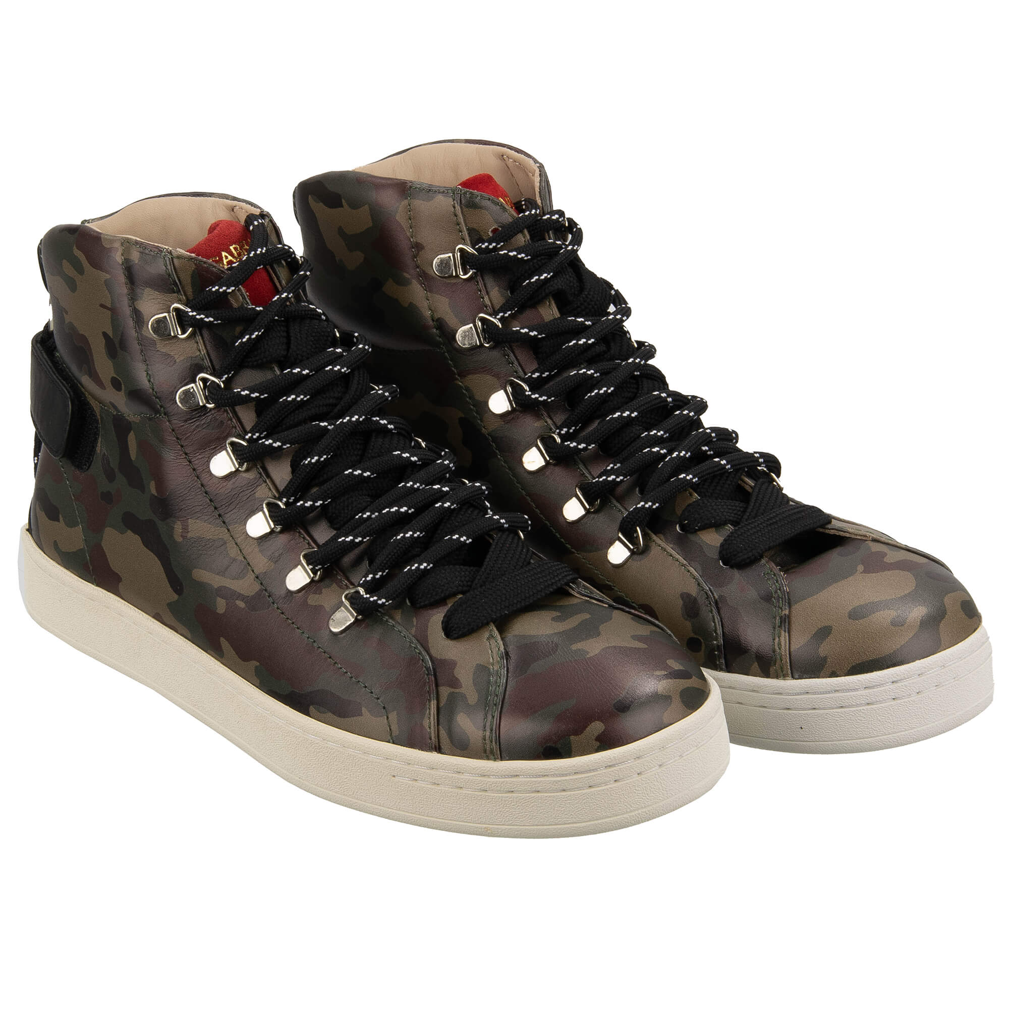 Camouflage DG Logo High Top Leather Sneaker Shoes Green