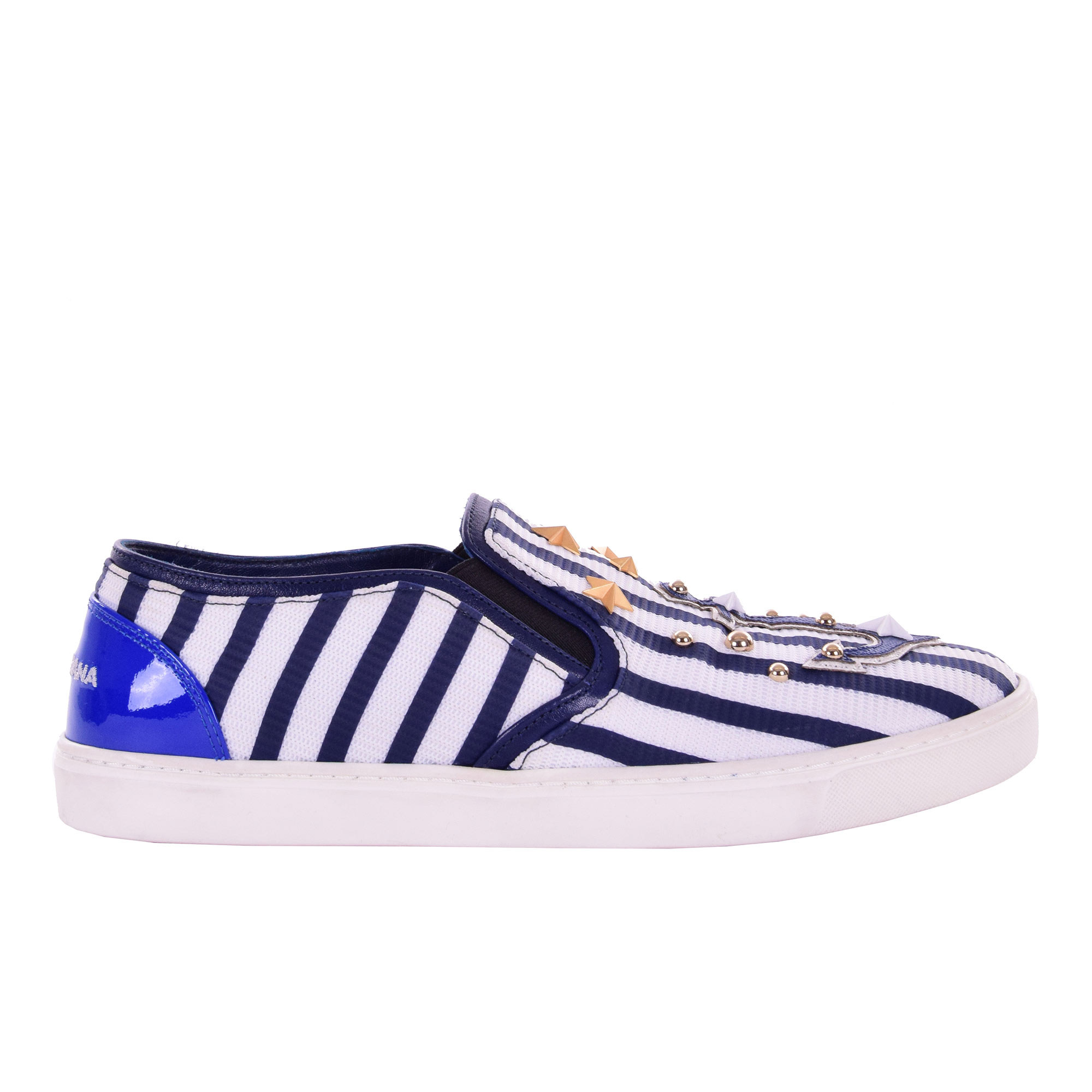 Slip-On Sneaker LONDON mit Anker Applikation, Sternen, Nieten und DG Logo in blau und weiß von DOLCE & GABBANA Black Label