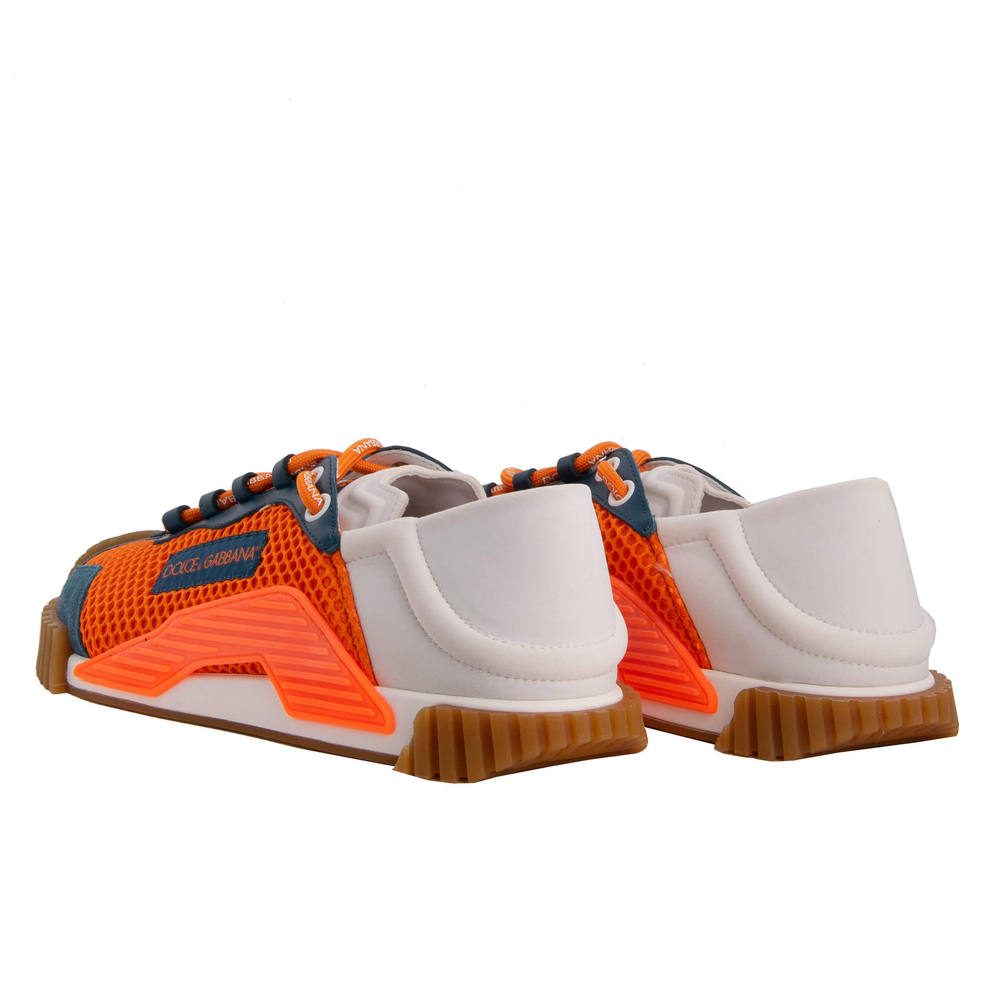 Leather and nylon Low-Top Men Sneaker NS1 with DG logo lace in orange, blue and gray by DOLCE & GABBANA