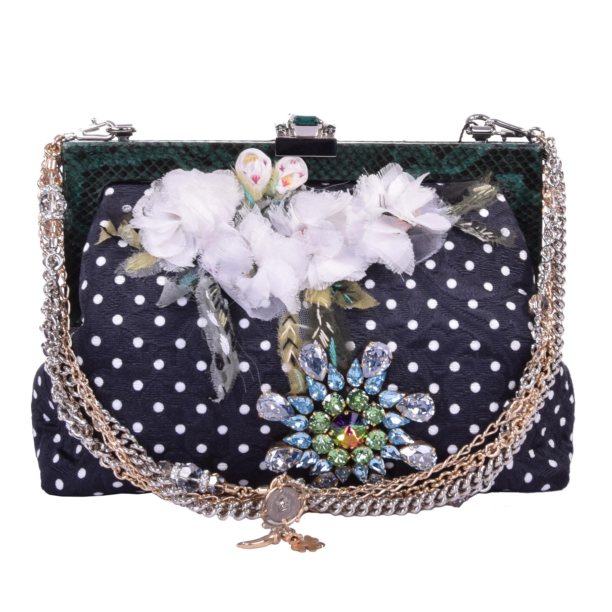 Clutch Tasche VANDA mit Stickerei Schwarz