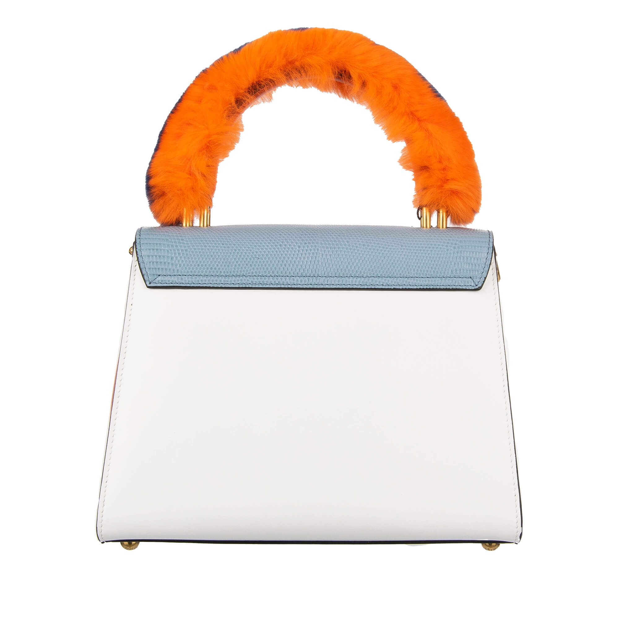 Handtasche / Schultertasche WELCOME aus Leder mit Eidechse Print, doppeltem Griff, Pelz Griff und Klingel Verschluss von DOLCE & GABBANA