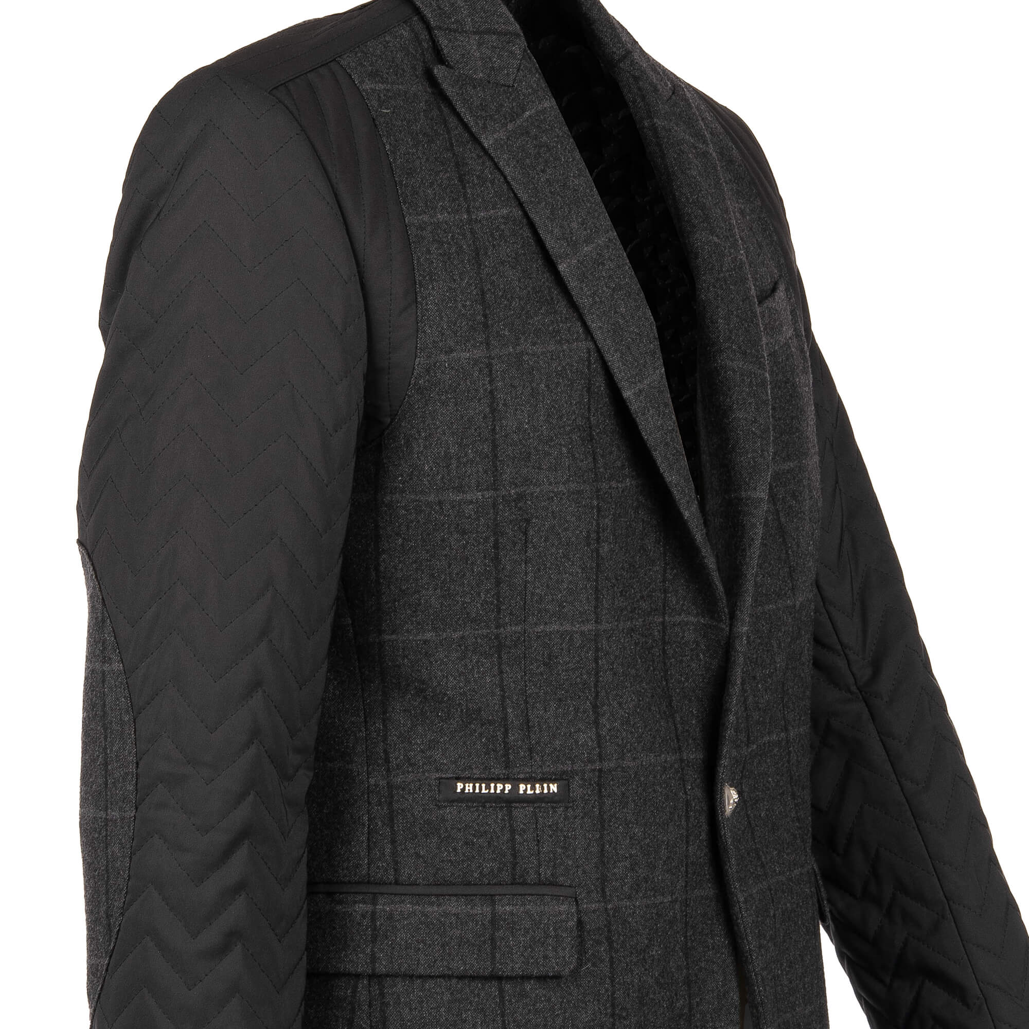 Jacket / Suit Blazer MASON made of wool with checked pattern, polyester sleeves and front logo by PHILIPP PLEIN