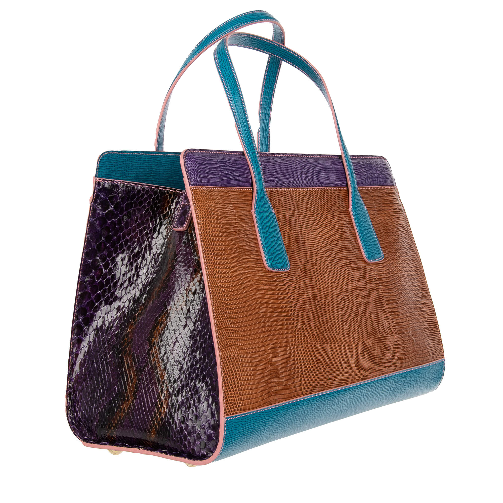 Handtasche / Shopper Tasche LAST MINUTE aus Leder mit Eidechse Struktur und Schlangenleder mit separatem Beutel, doppeltem Griff und Logo Schild von DOLCE & GABBANA
