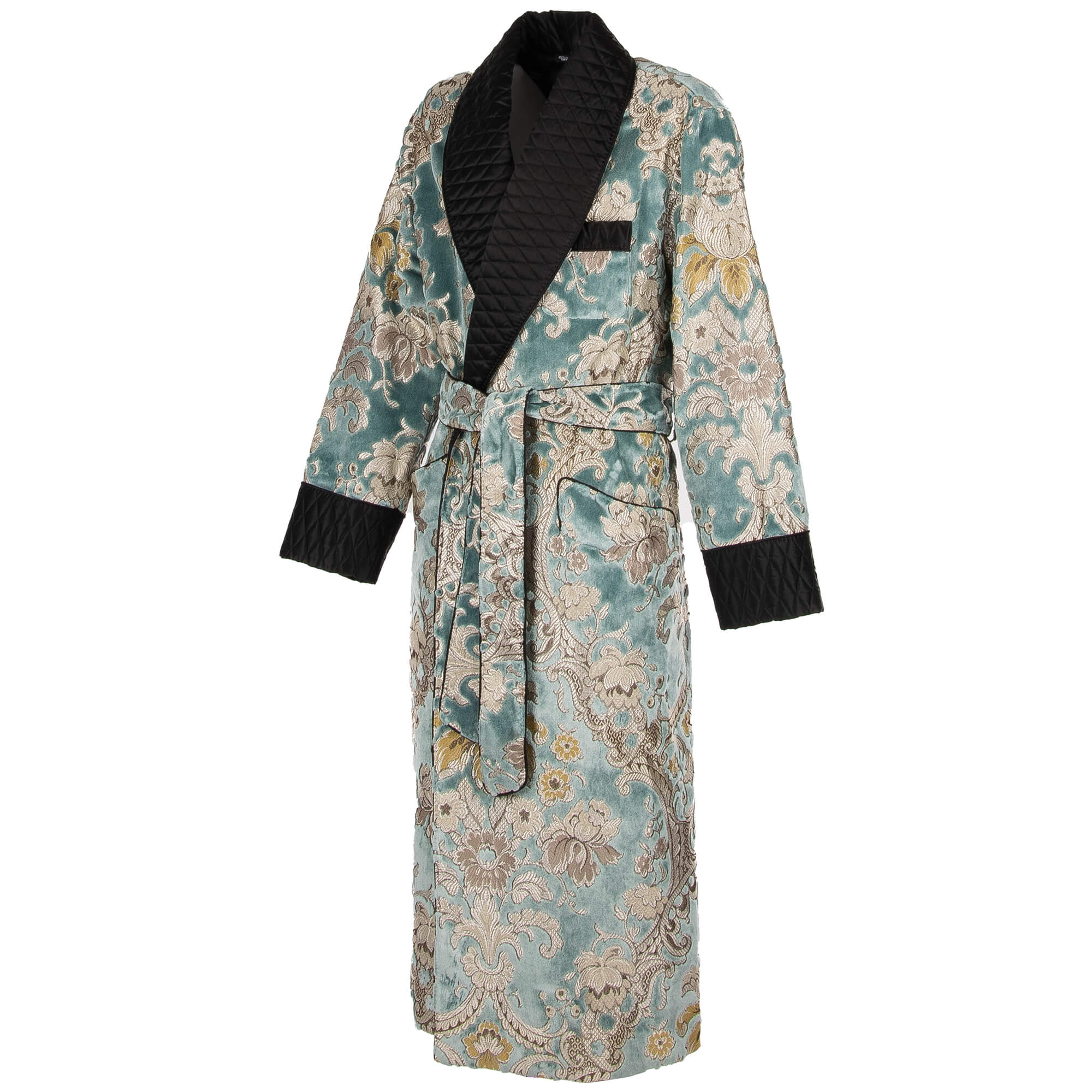 Morgenmantel / Mantel aus Samt Jacquard mit floralem Barock Print und großem Schalkragen von DOLCE & GABBANA