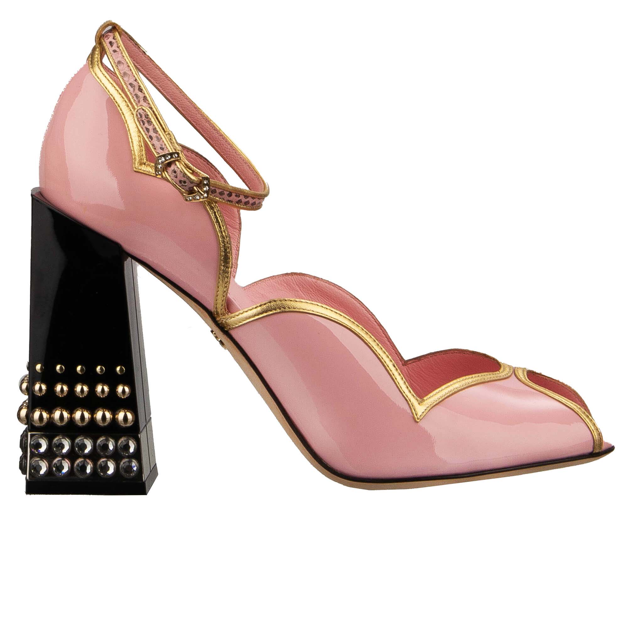 Crystal Pearl Strap High Heel Sandals Pumps BETTE Pink Black 40 10 