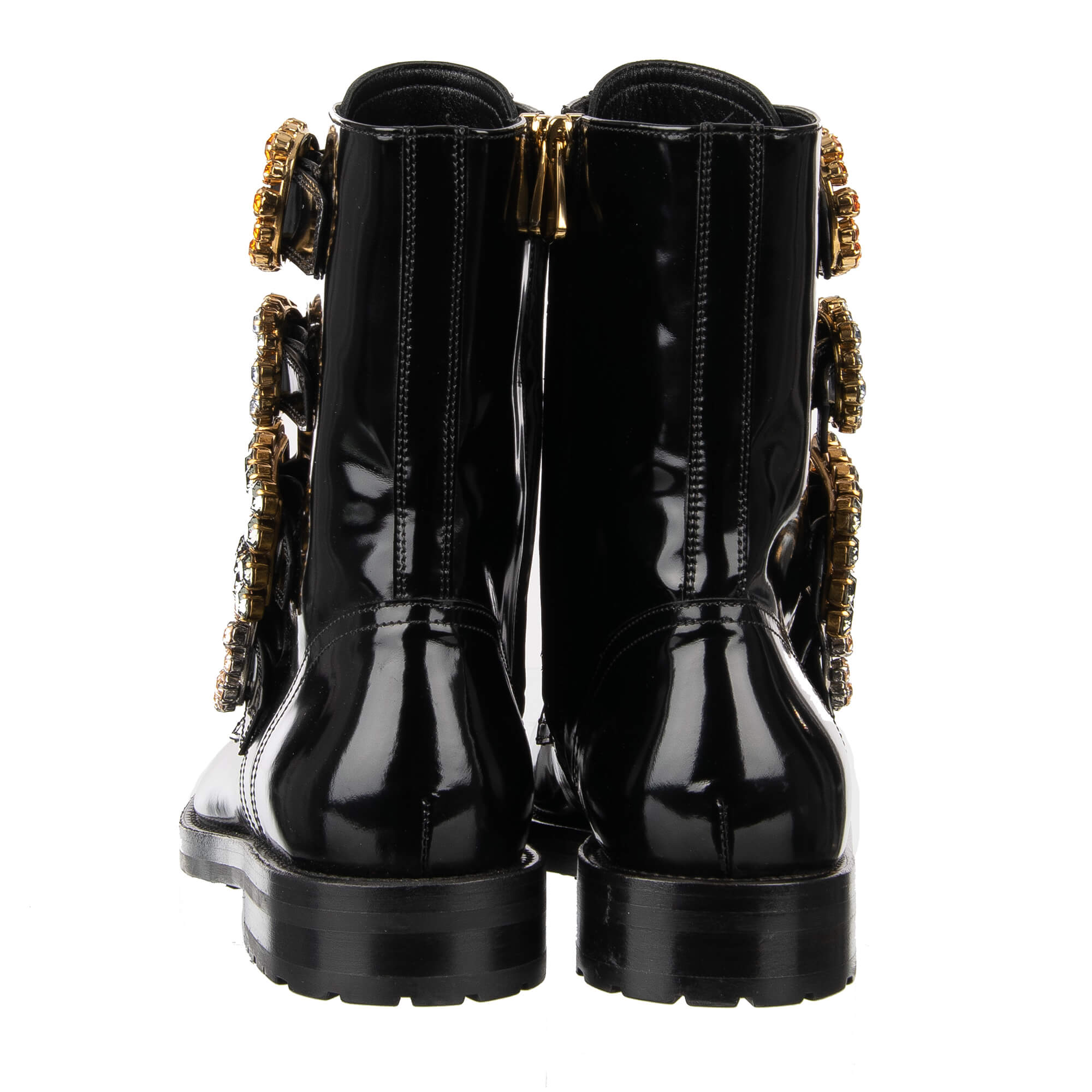 Stiefel / Boots BOY BIKER mit Kristallen Schnallen in Schwarz von DOLCE & GABBANA