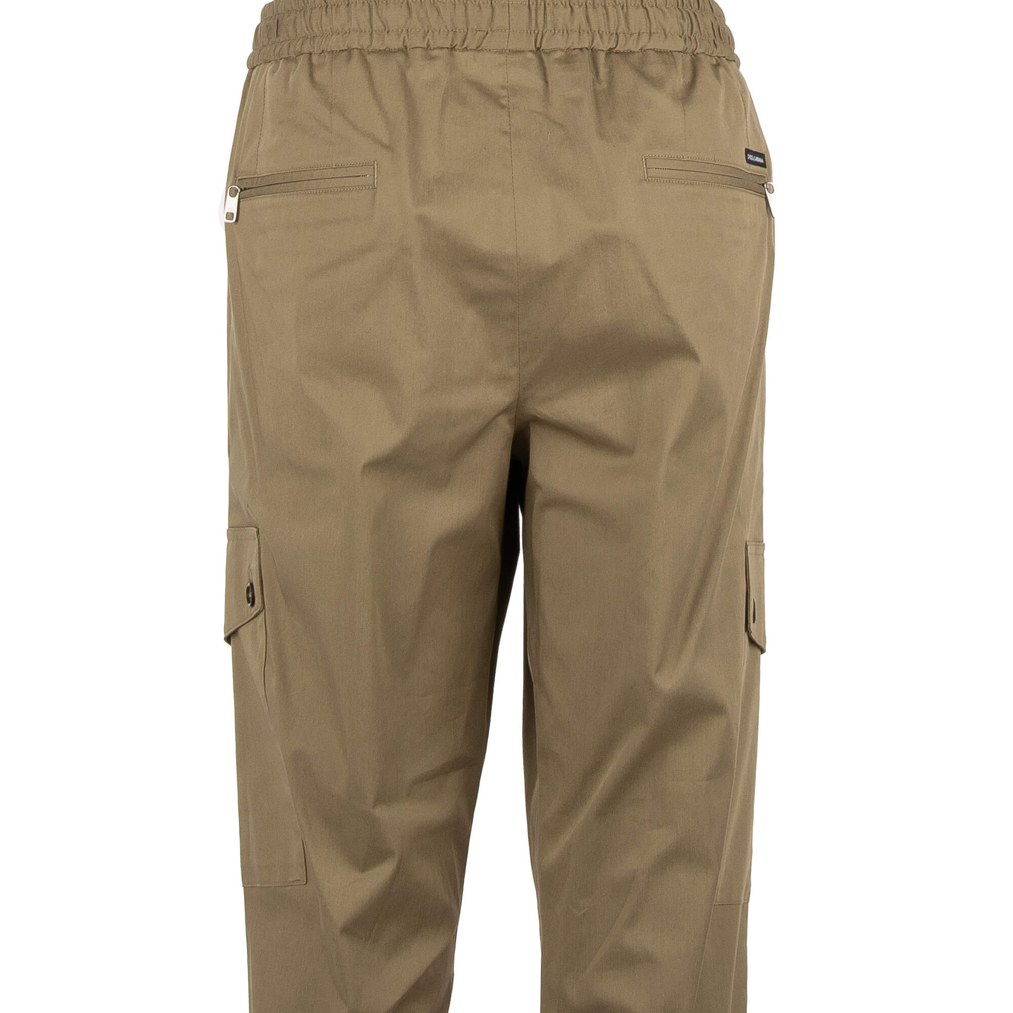  Khakis Hose aus Baumwolle mit Logo Sticker, vielen Taschen mit Reißverschluss und elastischer Taille von DOLCE & GABBANA 