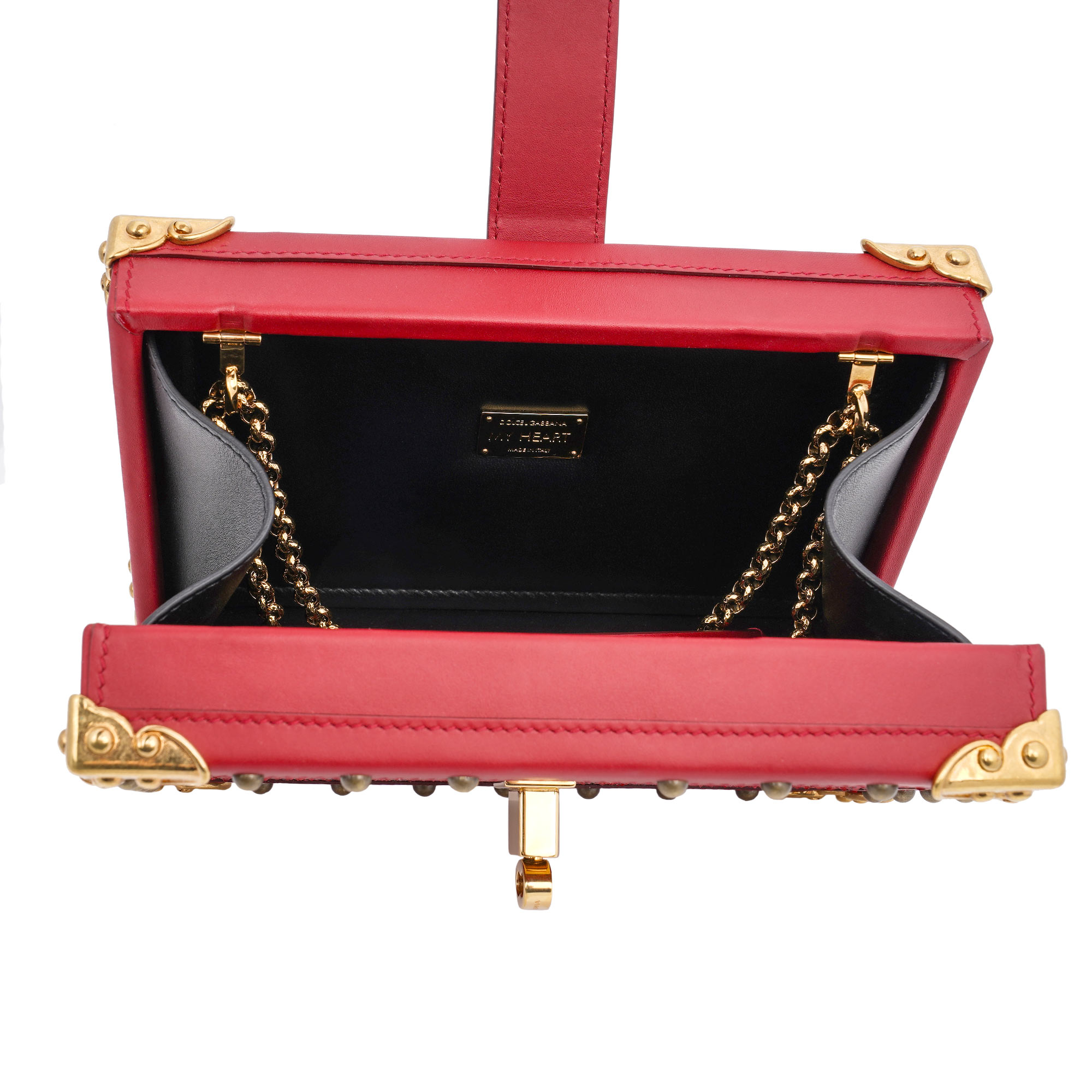 Box Clutch / Schultertasche MY HEART aus Schlangenleder mit dekorativem Herz Schloss, Nieten und Schulterriemen von DOLCE & GABBANA