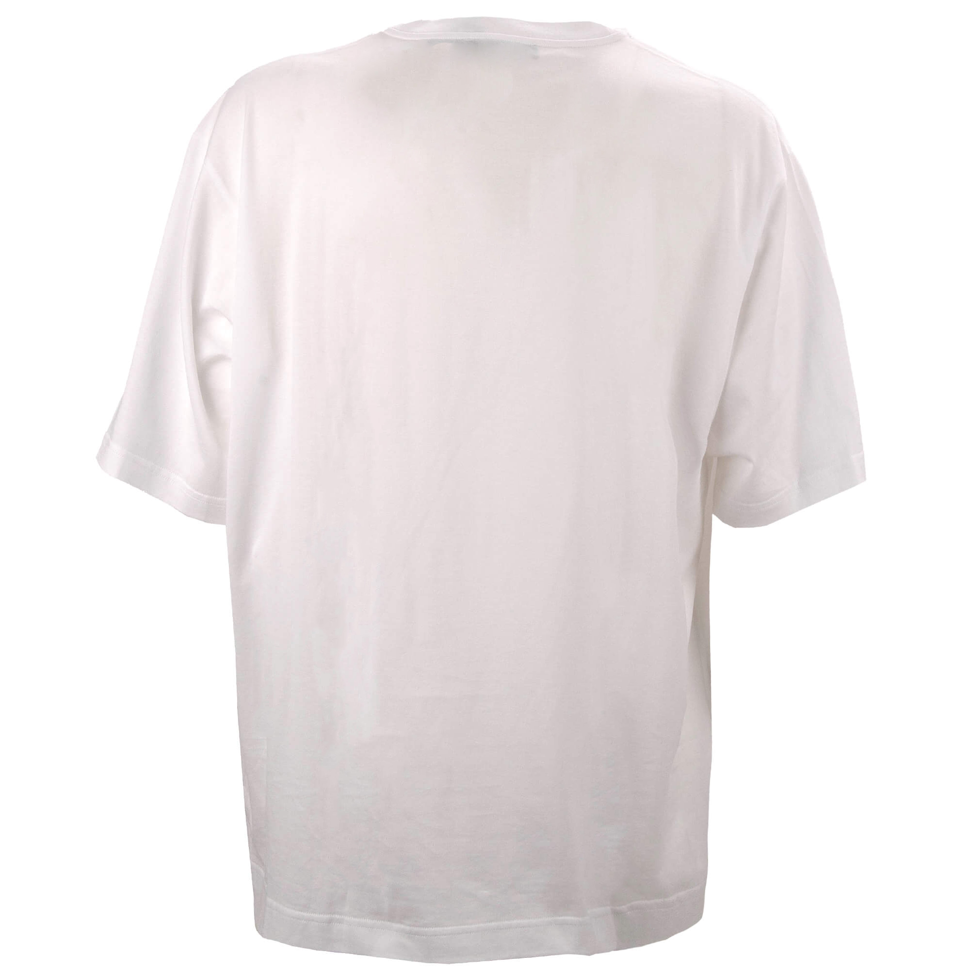 Oversized Cotton T-Shirt with DG DNA Logo patch in white by DOLCE & GABBANA