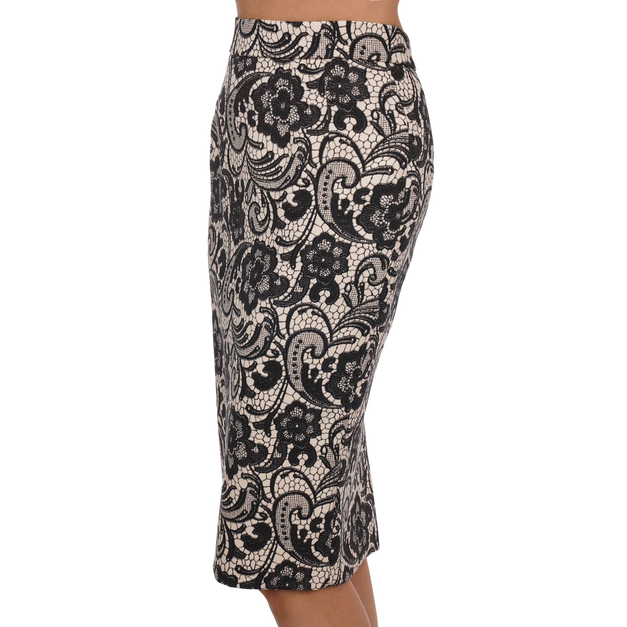 Bleistift Rock aus Schurwolle mit floralem Print in Schwarz von DOLCE & GABBANA 